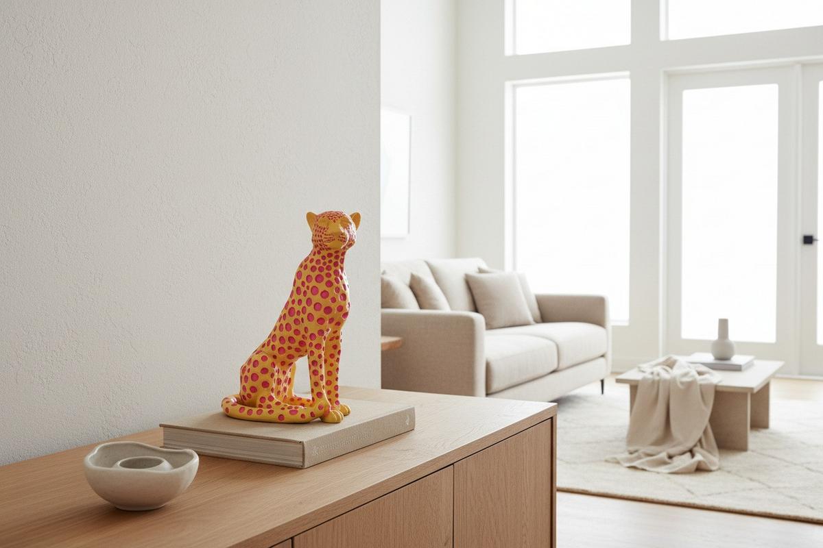 Dekoleopard Pantra Gelb - Gelb, Basics, Kunststoff (10,5/26/19cm)