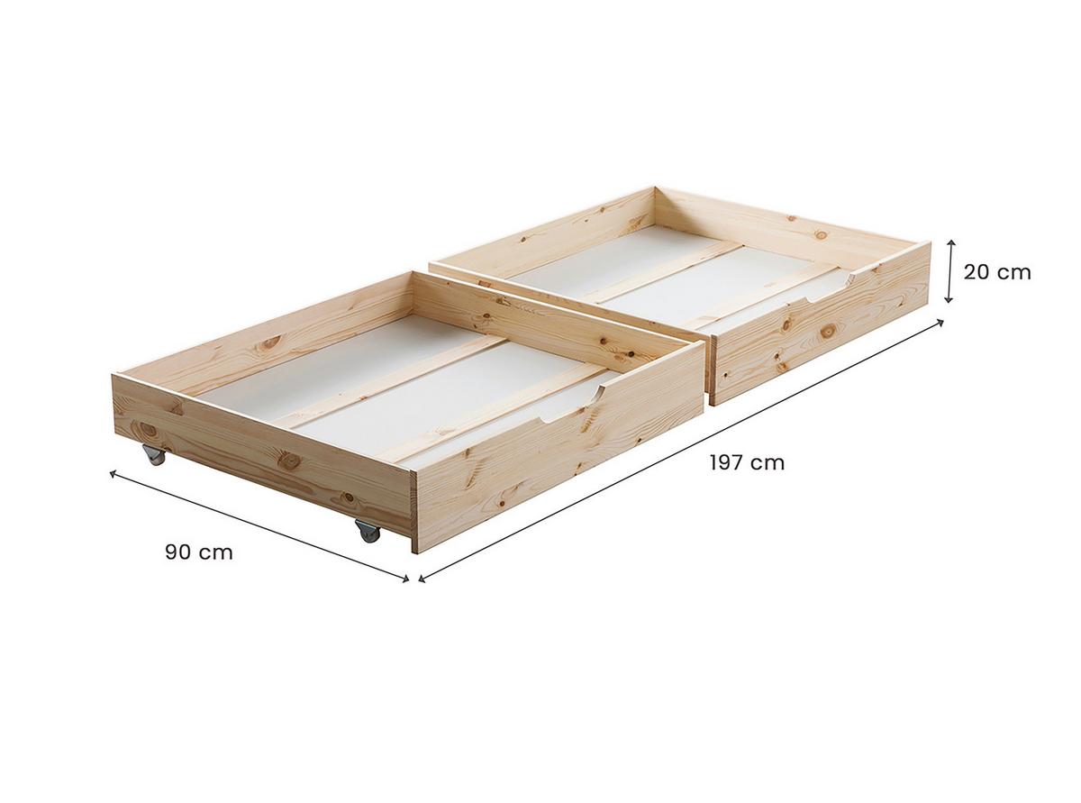 Hausbett KIM Naturfarben Altrosa ca.140x200cm Echtholz - Altrosa/Naturfarben, MODERN, Holz/Textil (140/200cm) - MID.YOU