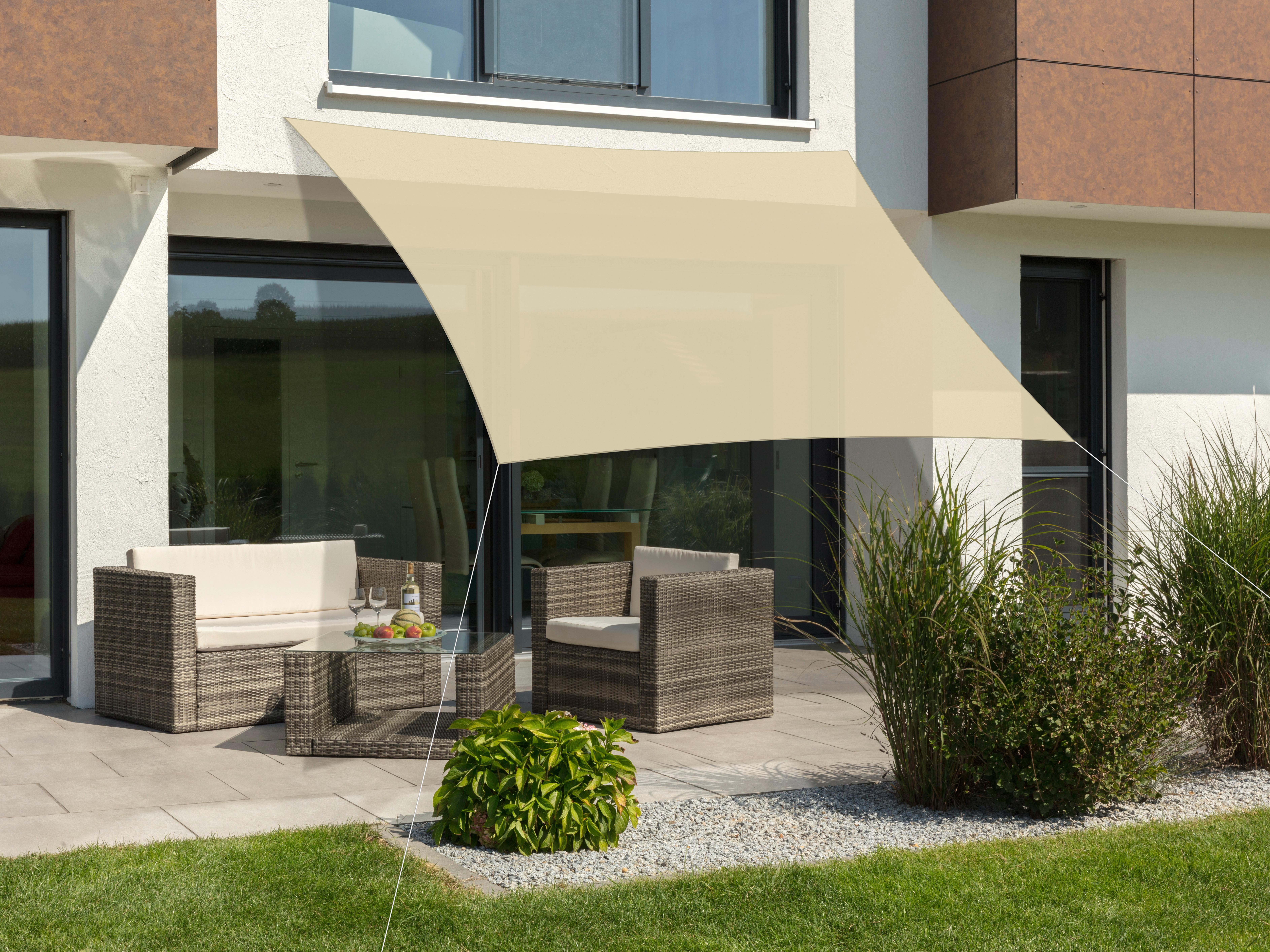 Sonnensegel Teneriffa Quadrat ca.360x0,3x360cm Naturfarben - Naturfarben, Basics, Textil (360/0,3/360cm) - Schneider