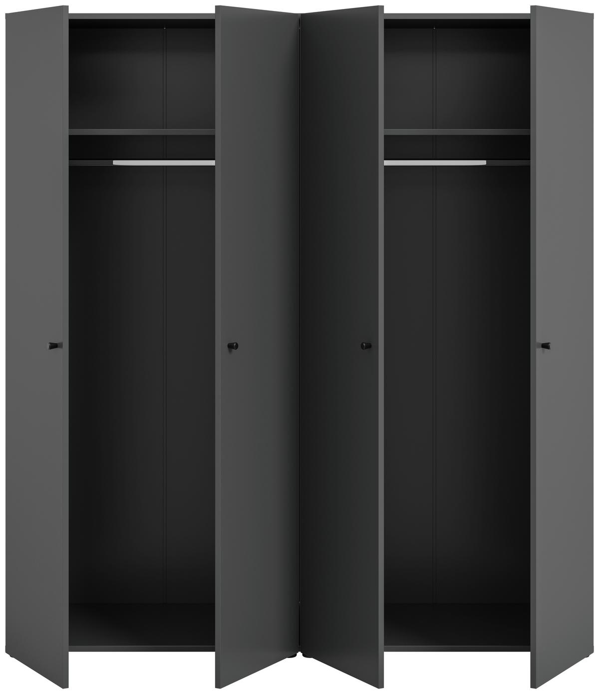 Drehtürenschrank DARWIN ca.160x176x51cm Anthrazit - Anthrazit/Schwarz, MODERN, Holzwerkstoff/Kunststoff (160/176cm) - MID.YOU