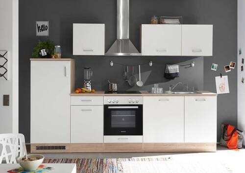 Küchenblock Petunia Weiß/Eiche ohne Geräte B: ca 280 cm - Wildeiche/Eichefarben, Basics, Holzwerkstoff/Kunststoff (280cm) - Respekta