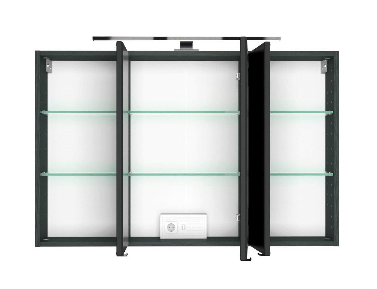 Spiegelschrank Florida in Grau/Graphitfarben - Chromfarben/Graphitfarben, MODERN, Glas/Holzwerkstoff (120/64/20cm)