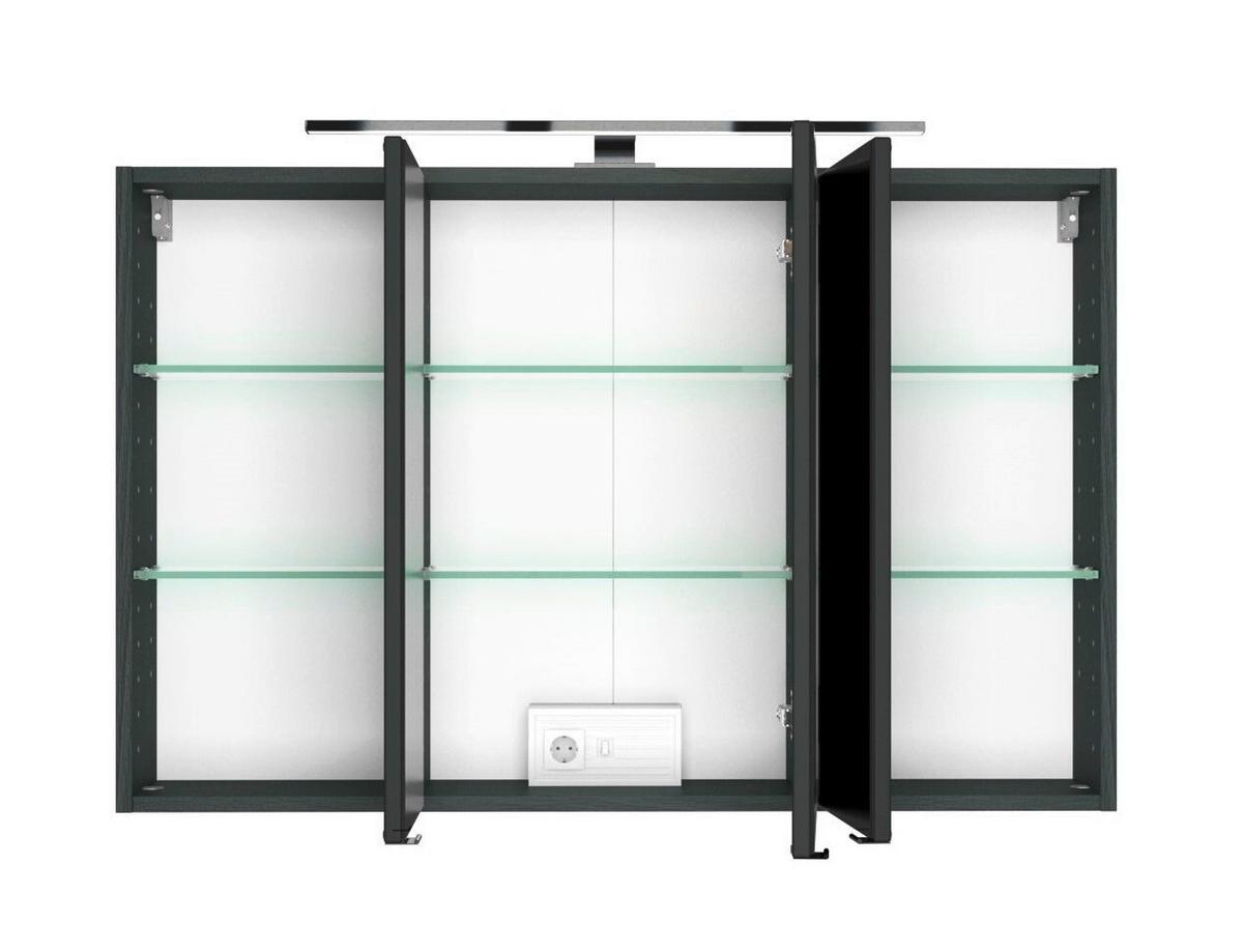 Spiegelschrank Florida in Grau/Graphitfarben - Chromfarben/Graphitfarben, MODERN, Glas/Holzwerkstoff (120/64/20cm)
