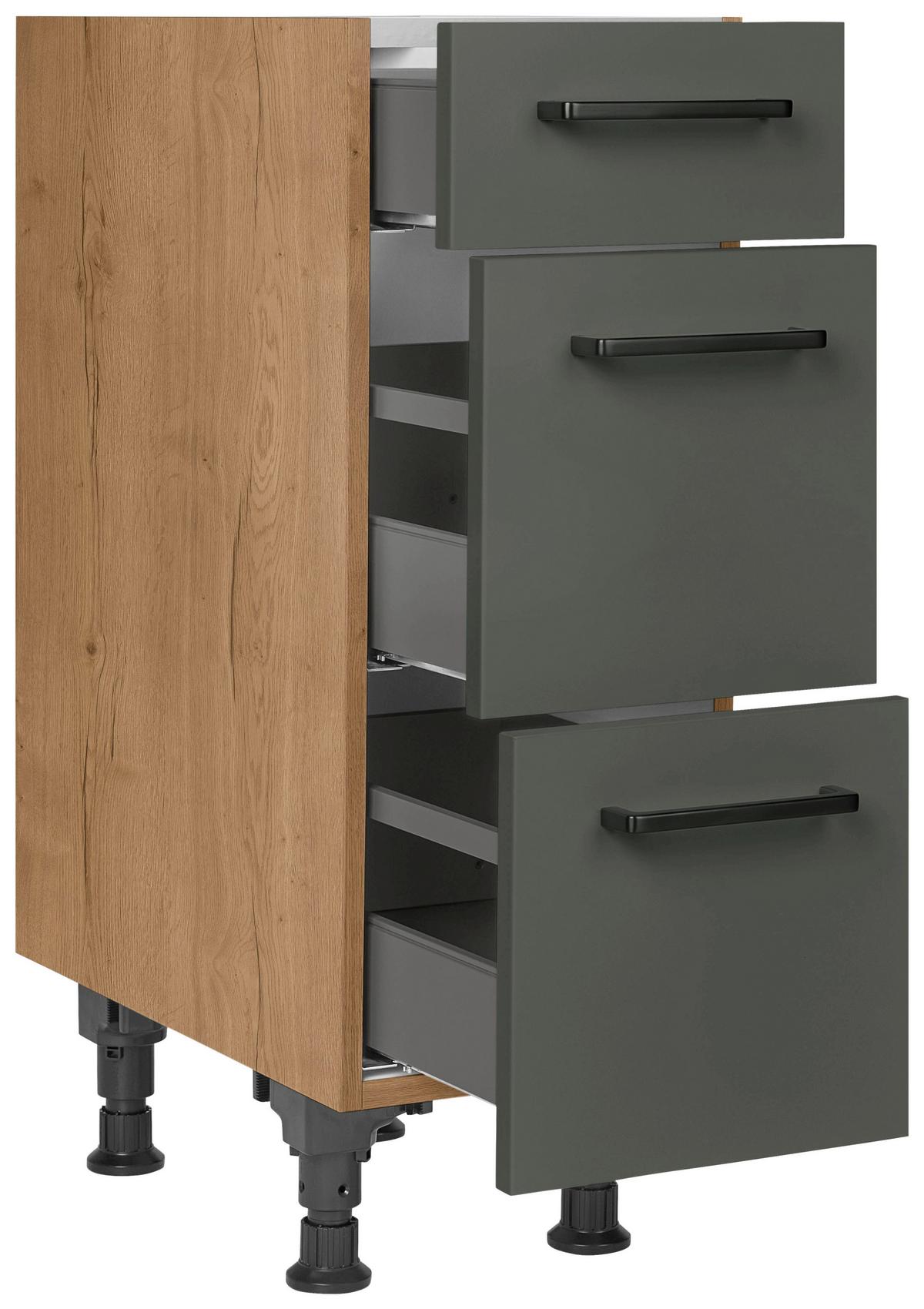 Schubkastenunterschrank Easytouch Grün - Eichefarben/Schwarz, MODERN, Holzwerkstoff/Metall (30/87/56cm) - Nobilia