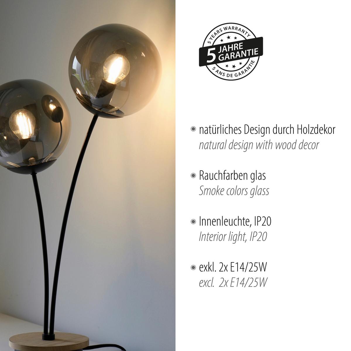 LAMPA STOŁOWA 11390-79 WIDOW - czarny, Natur, tworzywo sztuczne/metal (33,5/16/60cm)