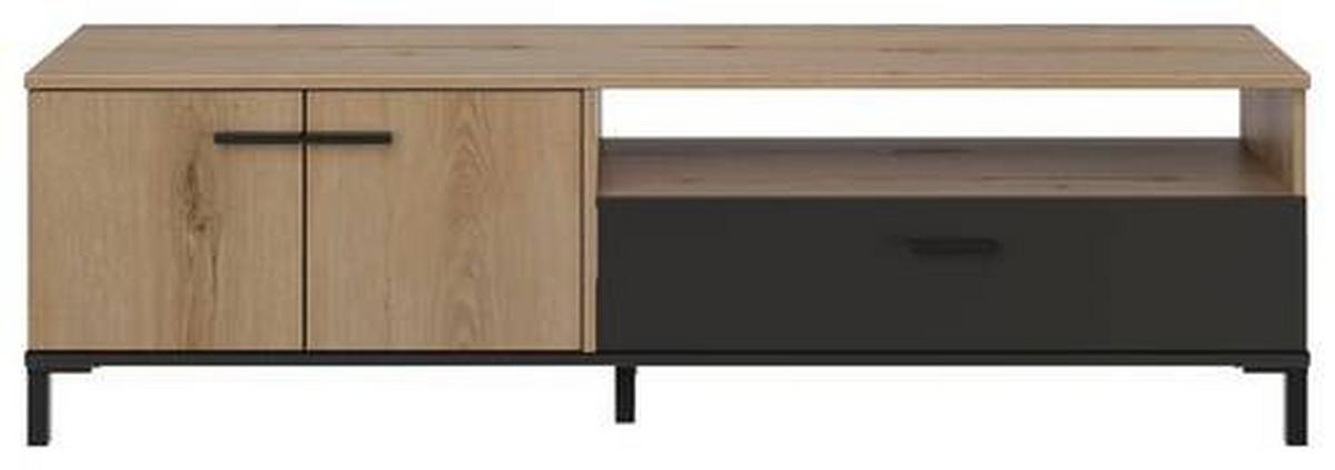 Tv-element Trust, Črna, Barva Hrasta - črna/barve hrasta, Moderno, umetna masa/leseni material (160/47/40cm) - MID.YOU