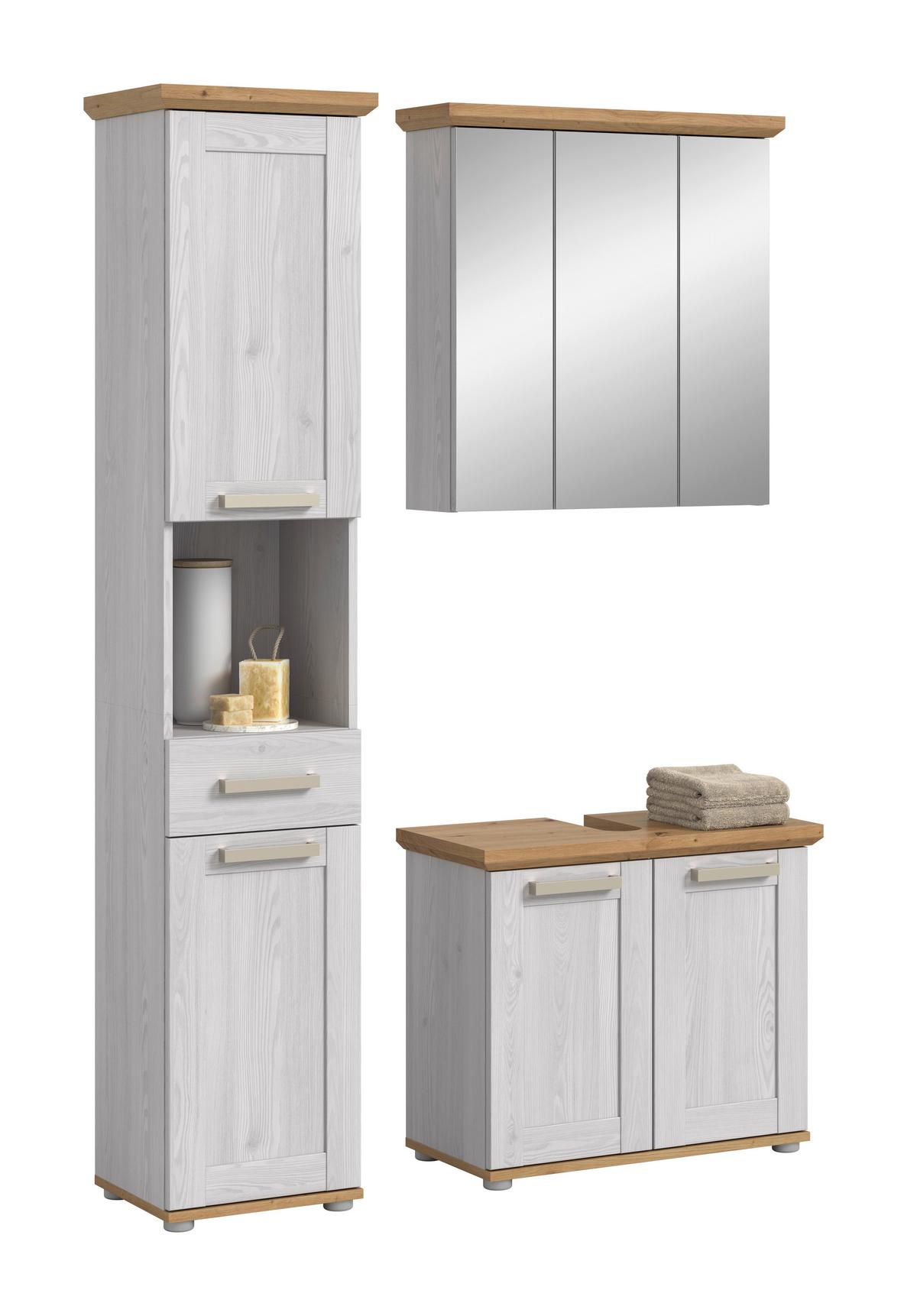 Badezimmer Verona Lärchenfarben/Eiche Artisan - Silberfarben/Lärchefarben, Trend, Glas/Holzwerkstoff (108cm) - MID.YOU