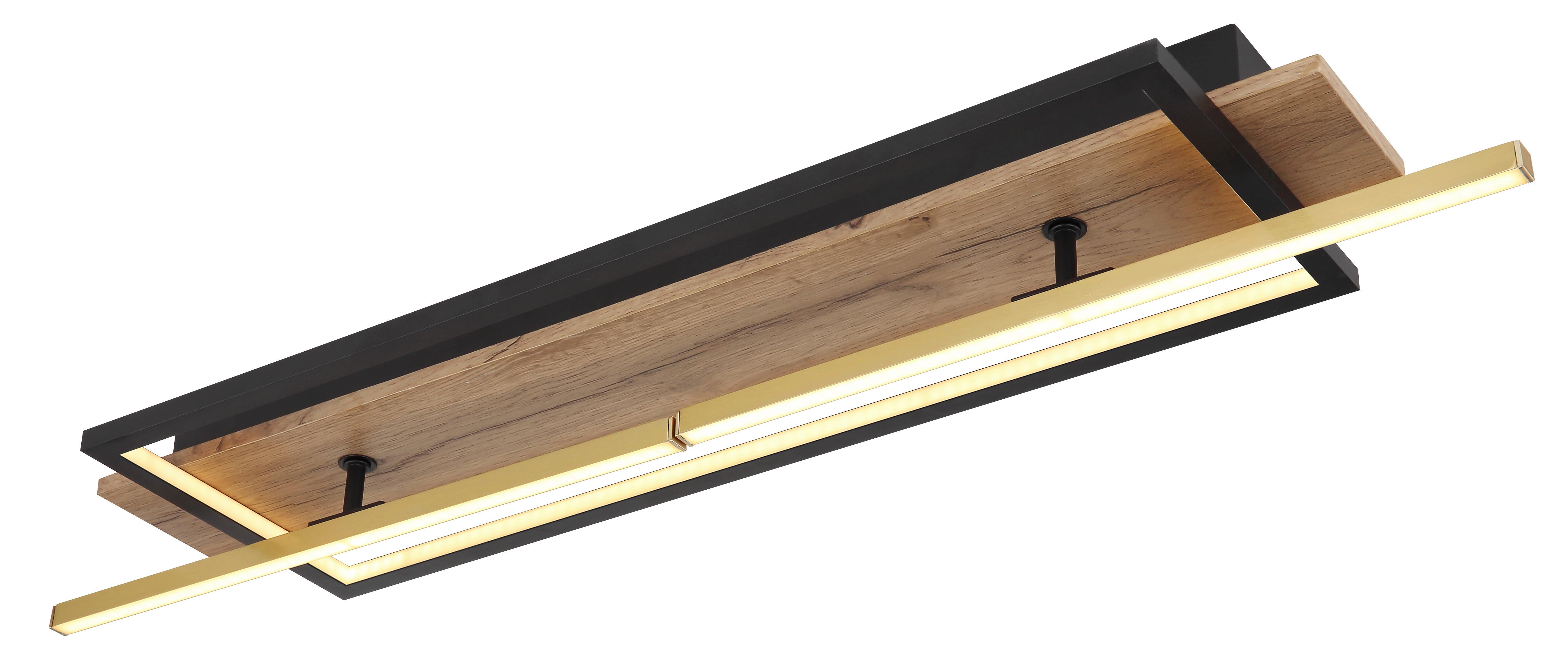 LED-Deckenleuchte Beatrix Messingfarben max. 32 Watt - Dunkelbraun/Messingfarben, Design, Holzwerkstoff/Kunststoff (81,5/40,5/9cm) - Globo