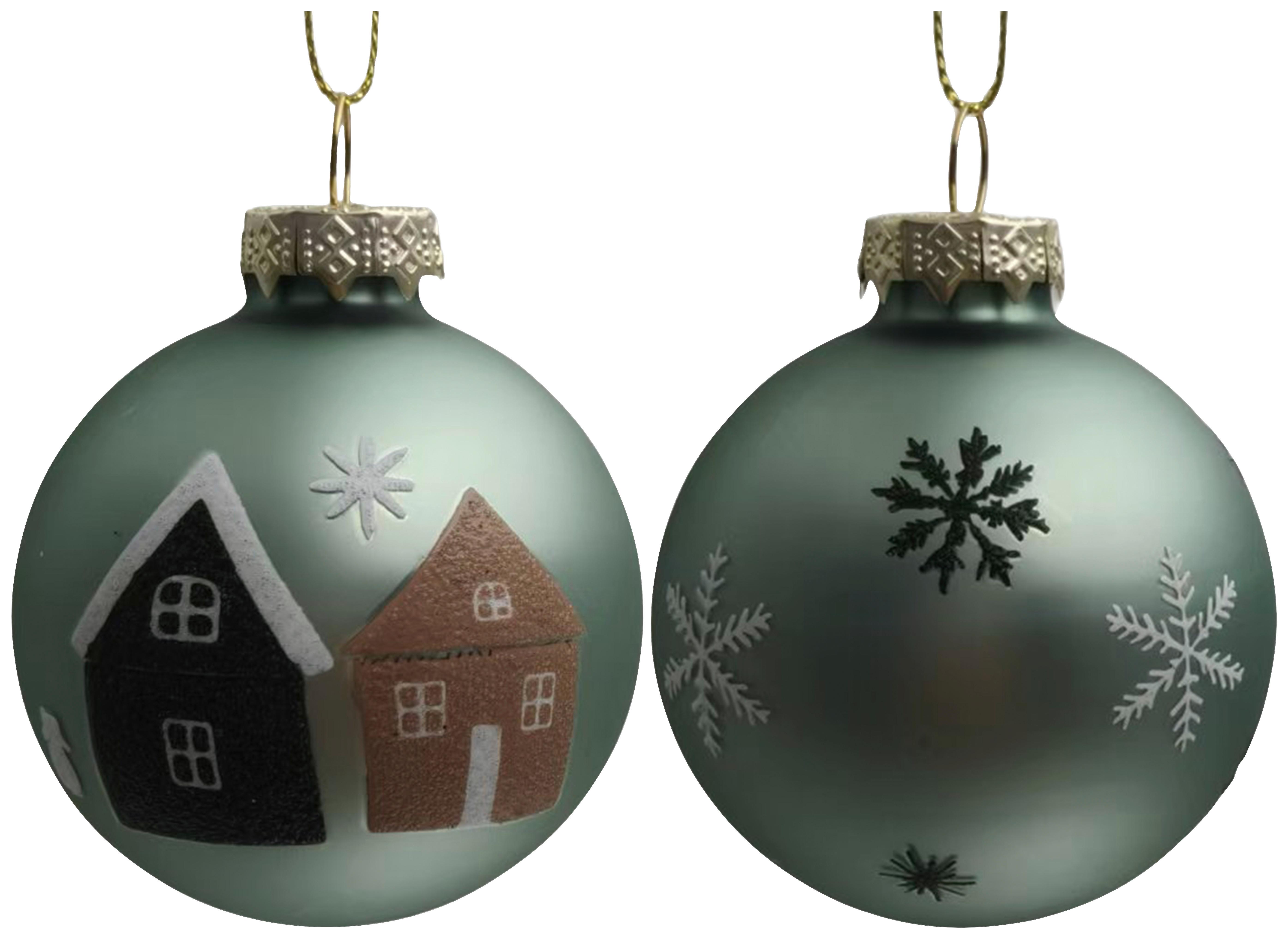 Christbaumkugel-Set Milo Multicolor 2-teilig - Dunkelgrün/Pastellgrün, Glas/Textil (6cm) - Mömax