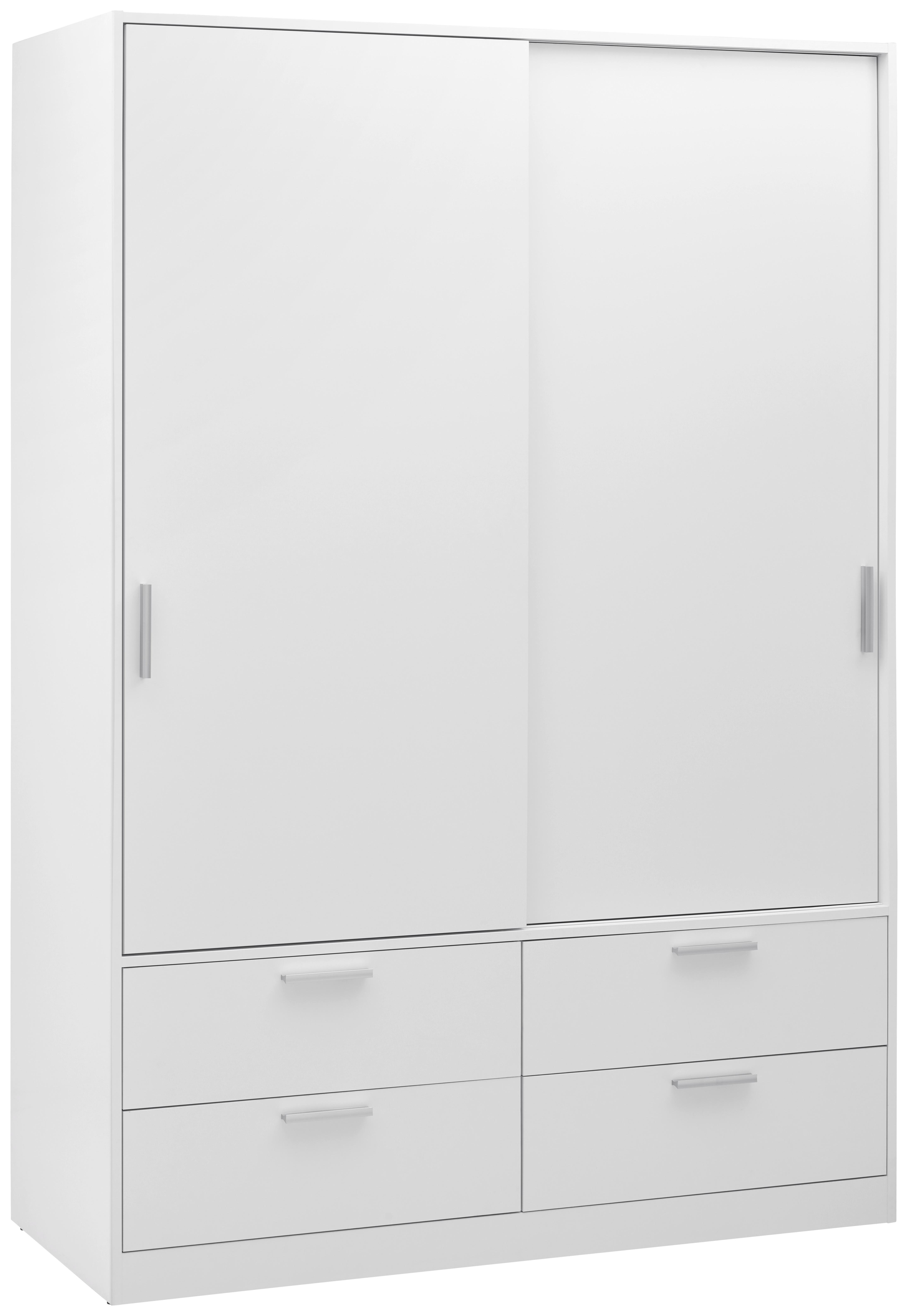 Omara Z Drsnimi Vrati Mika, Bela, Š. 140 Cm - barve kroma/bela, Konvencionalno, umetna masa/leseni material (140/205/60cm) - Mömax