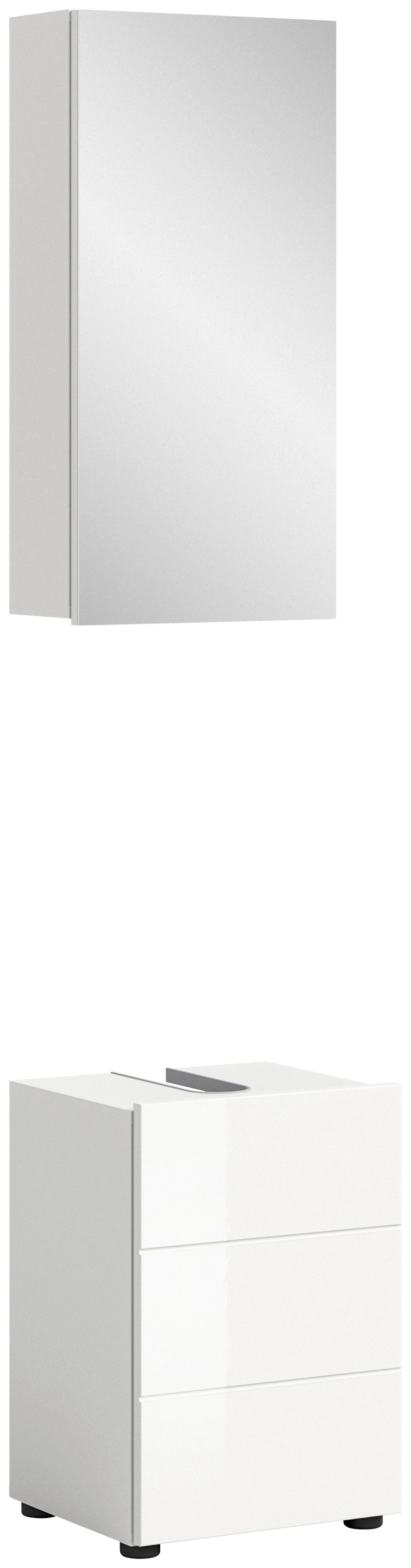 Badezimmer Vira 2-tlg. ca. 38x190 cm Weiß - Weiß Hochglanz/Schwarz, MODERN, Holzwerkstoff/Kunststoff (38/190/34cm) - MID.YOU