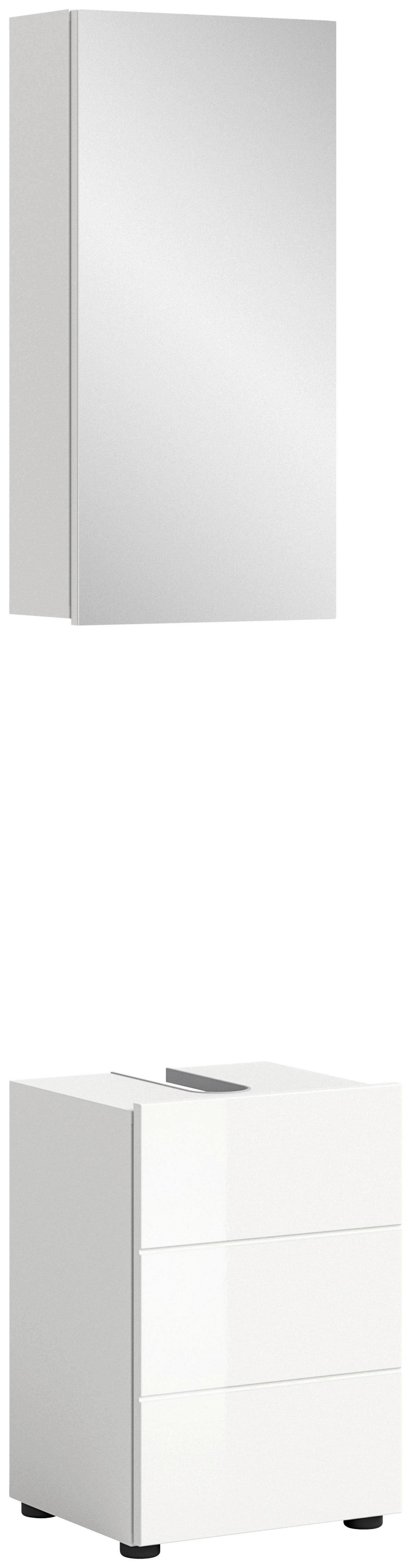 Badezimmer Vira 2-tlg. ca. 38x190 cm Weiß - Weiß Hochglanz/Schwarz, MODERN, Holzwerkstoff/Kunststoff (38/190/34cm) - MID.YOU