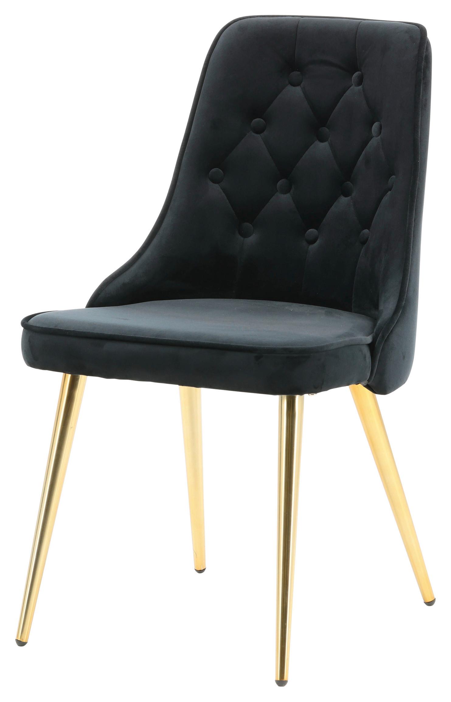 STUHL-SET VELVET DELUXE - Goldfarben/Schwarz, Design, Kunststoff/Textil (50/88.5/66cm) - Livetastic