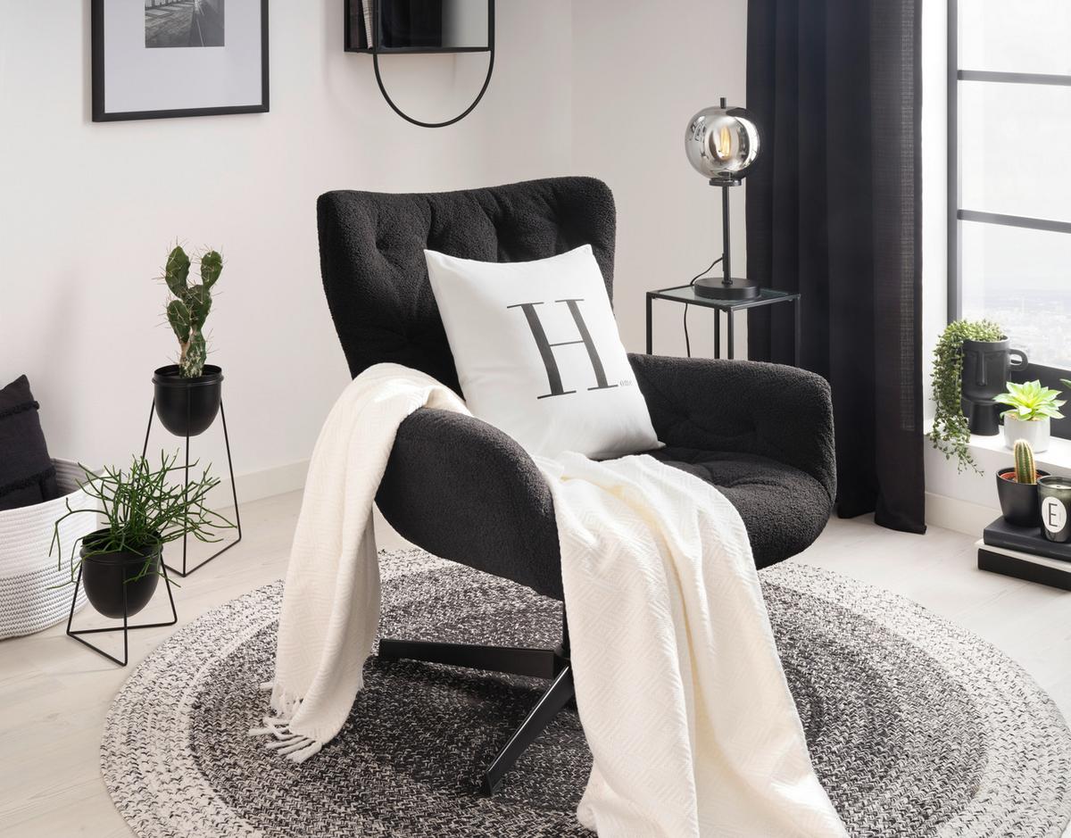 Drehstuhl in Schwarz - Schwarz, Modern, Holz/Textil (85/89/77cm) - Premium Living