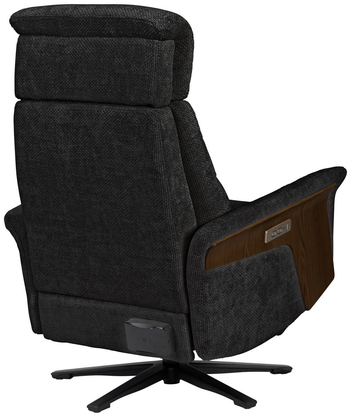 Tv Fotelj Rio - črna/barva oreha, Moderno, kovina/tekstil (75/106/87cm)