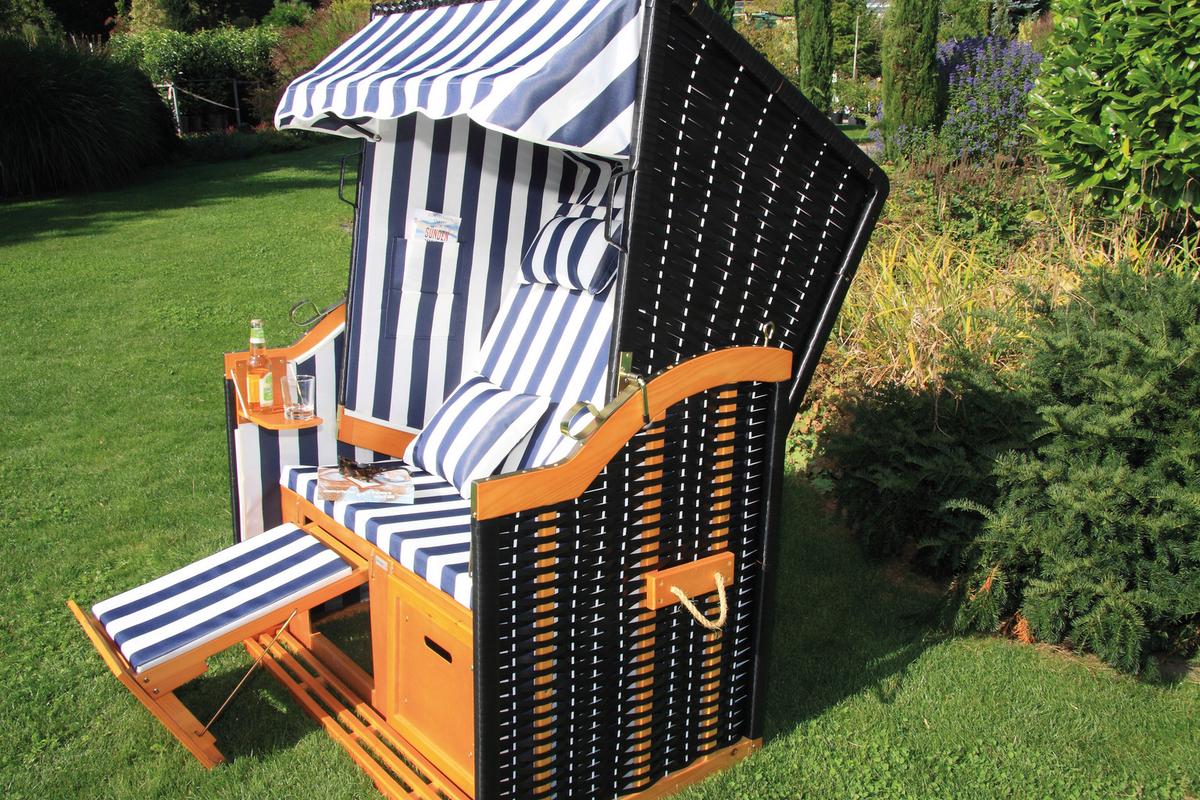 Ležalnik Za Plažo Sylt - modra/bela, Basics, tekstil/les (116/160/72cm) - Acamp