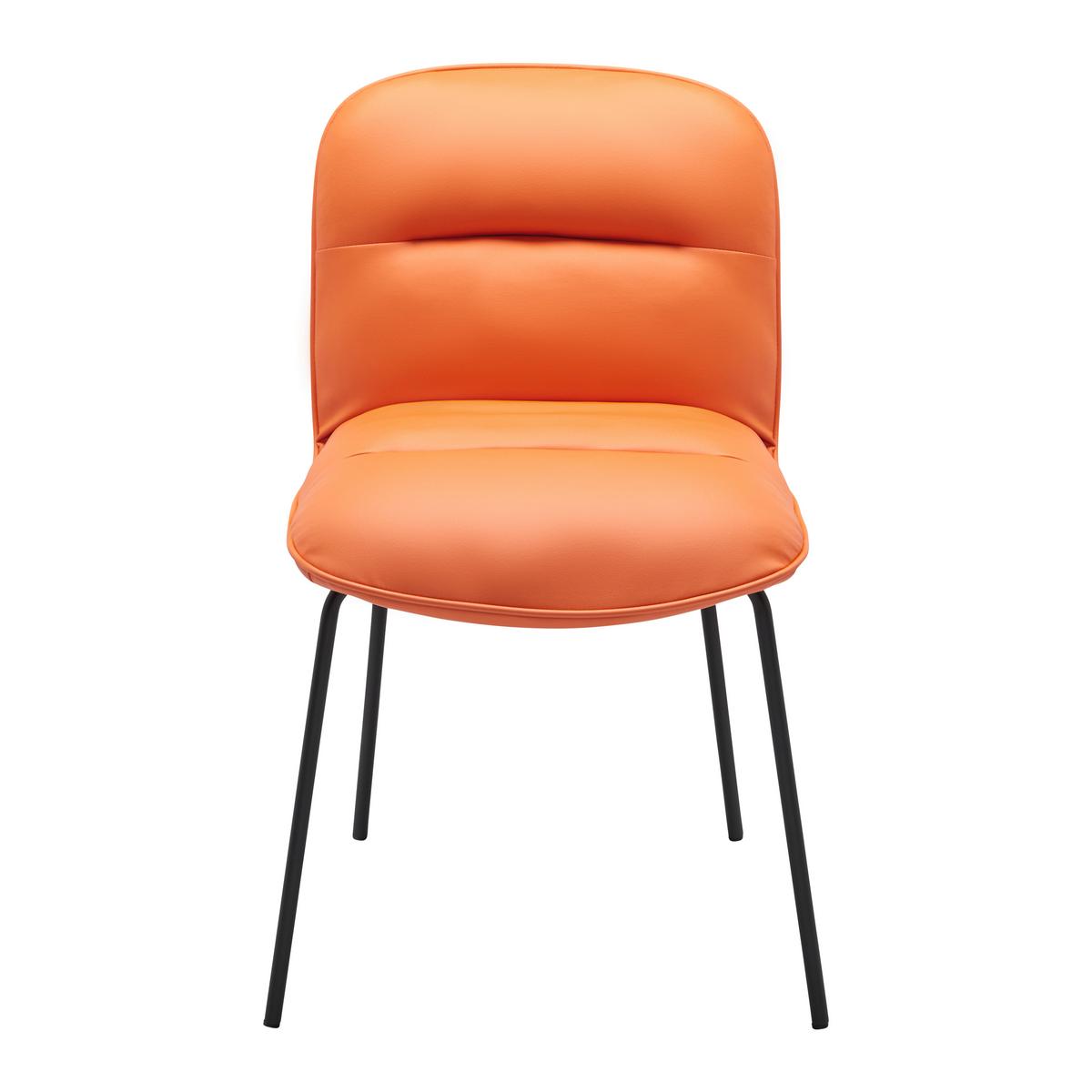 Stuhl Ellis Orange Lederlook Gepolstert - Schwarz/Orange, MODERN, Holz/Textil (43/80/50cm) - Bessagi Home