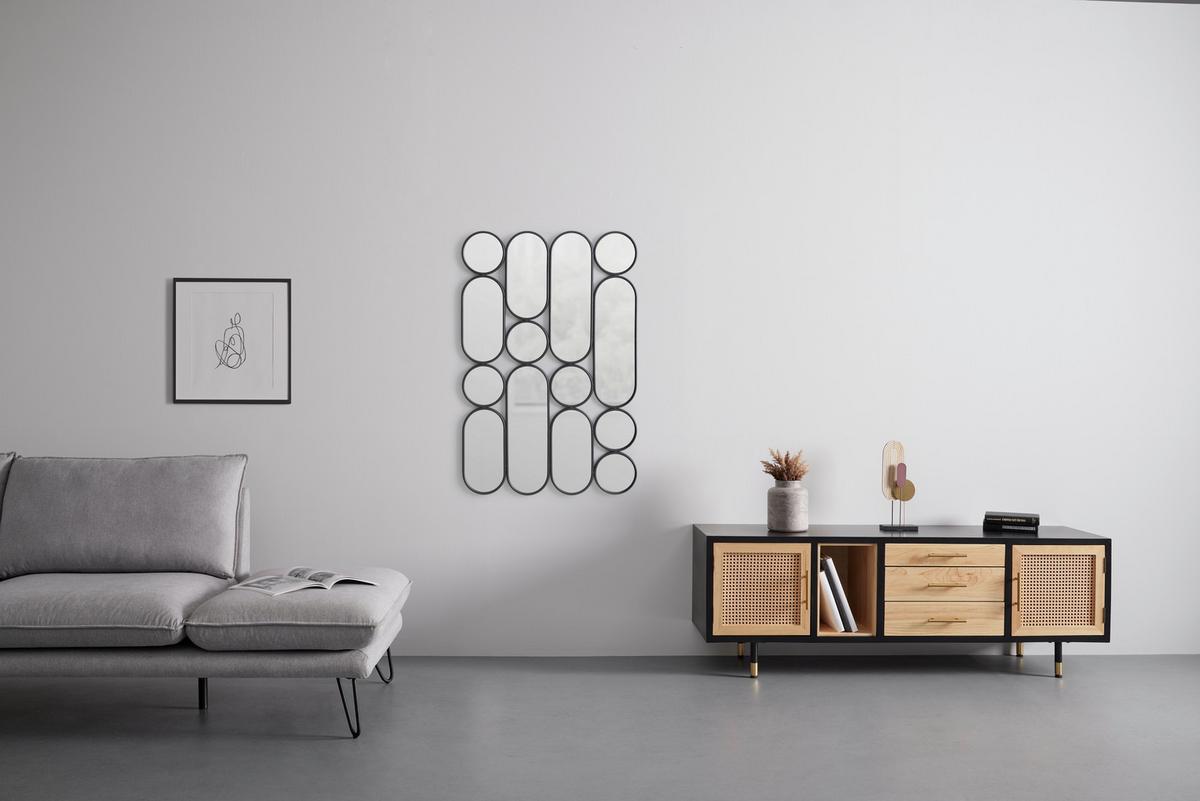 Zidno Ogledalo Arco - crna, Romantično / ladanjski, staklo/metal (80/120/2,5cm) - Premium Living