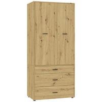 Kleiderschrank Kivo Eiche Artisan - Schwarz/Eiche Artisan, Basics, Holzwerkstoff/Kunststoff (90/199,6/52,1cm) - Based