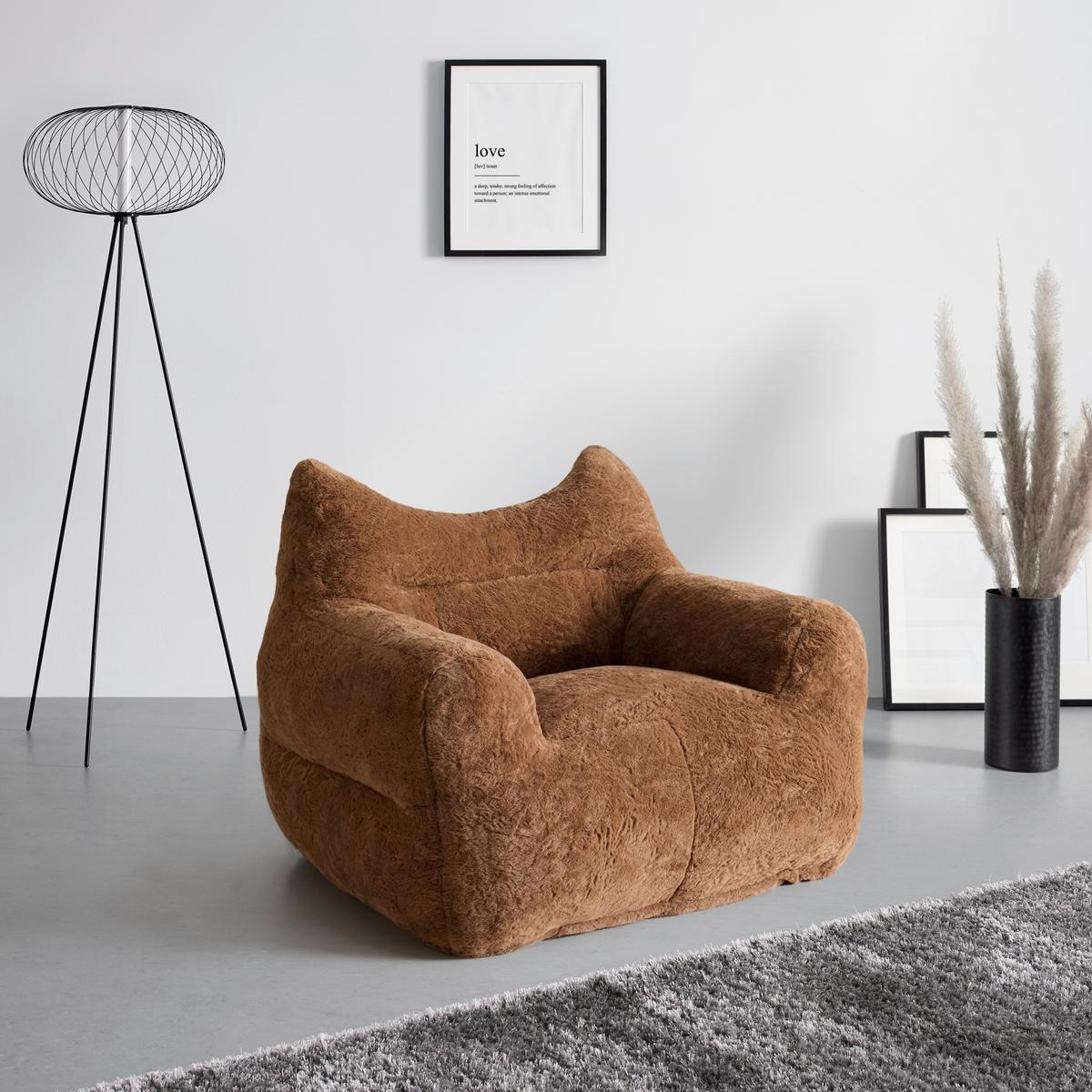 Sessel vakuumkomprimiert Leni Braun Kunstfell - Braun, MODERN, Textil (106/80/92cm) - Mömax