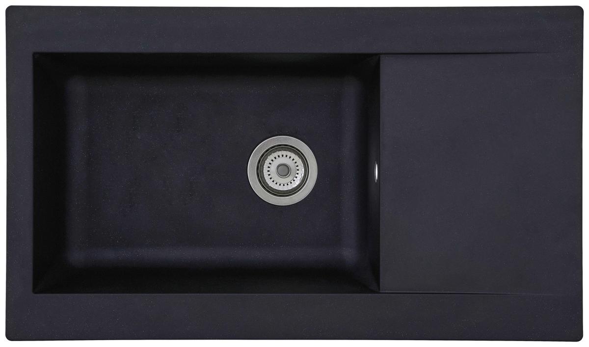 Einbauspüle Denver ca. 86x20x50 cm Schwarz - Schwarz, Trend, Glas/Kunststoff (86/20/50cm) - Respekta