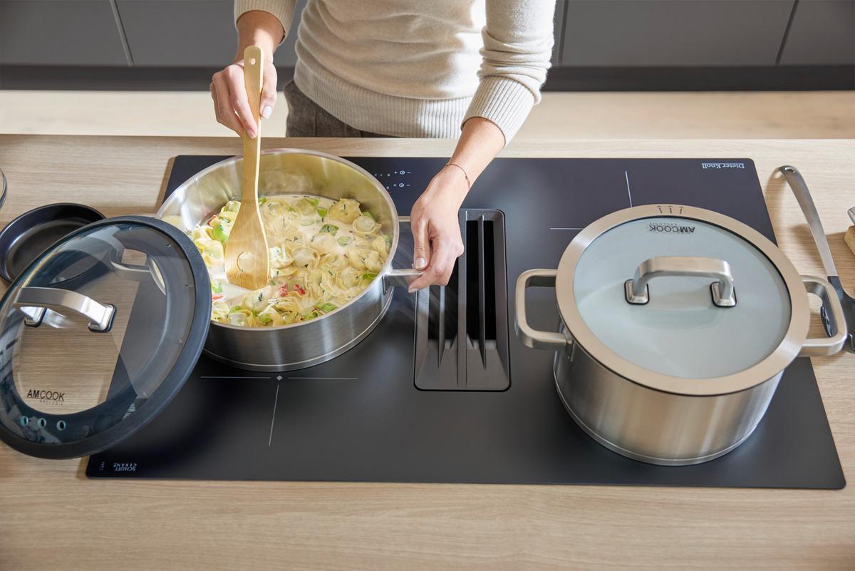 Kochfeld-Dunstabzug-Kombi DKEX8050IM - Schwarz, Basics, Glas/Metall (80/23/51cm) - Dieter Knoll