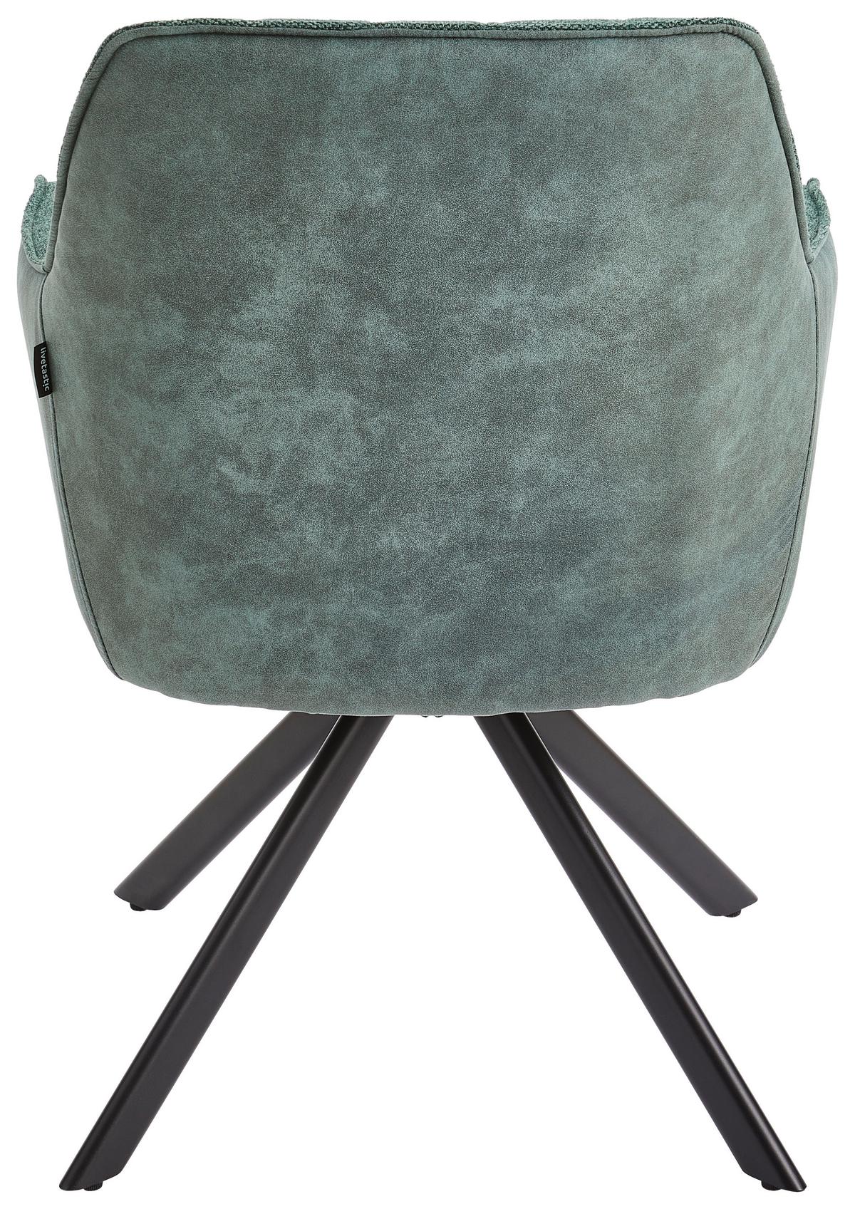 KRZESŁO Z PODŁOKIETNIKAMI JULE - zielony/czarny, Modern, metal/drewno (57/84/63cm) - Livetastic