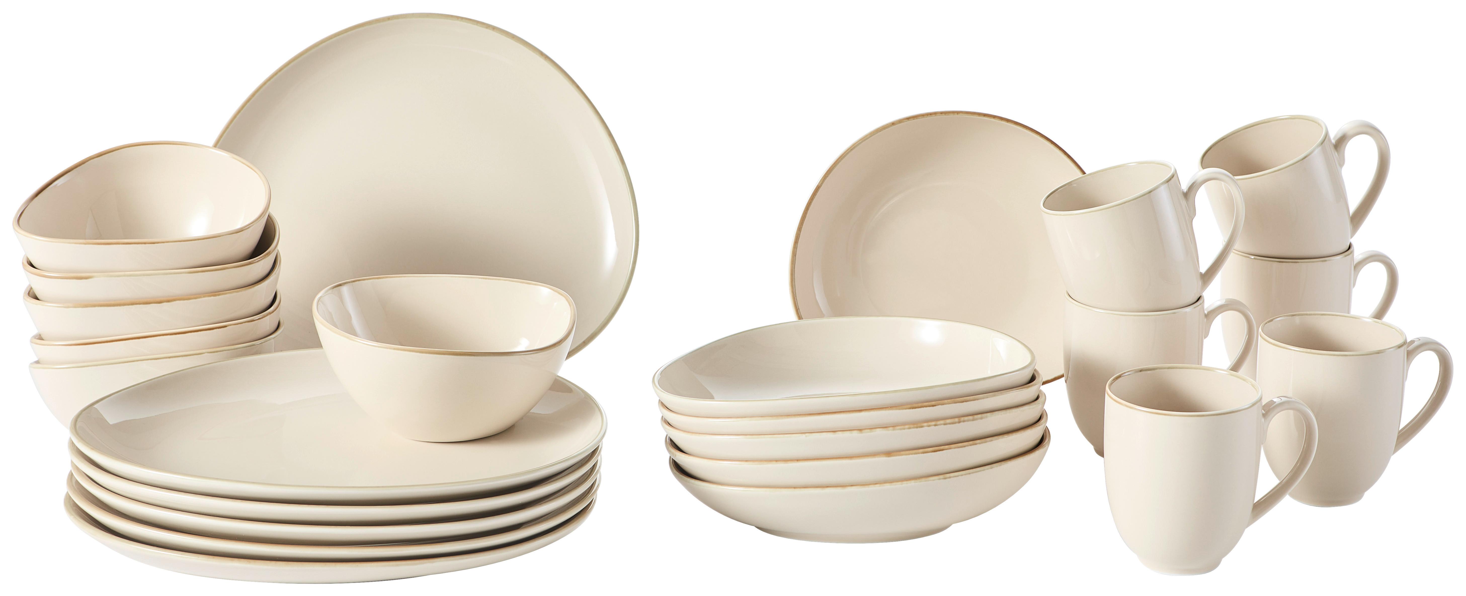 SERWIS OBIADOWO-ŚNIADANIOWY 42000 AQUA SABBIA - beżowy, Trend, ceramika - Novel