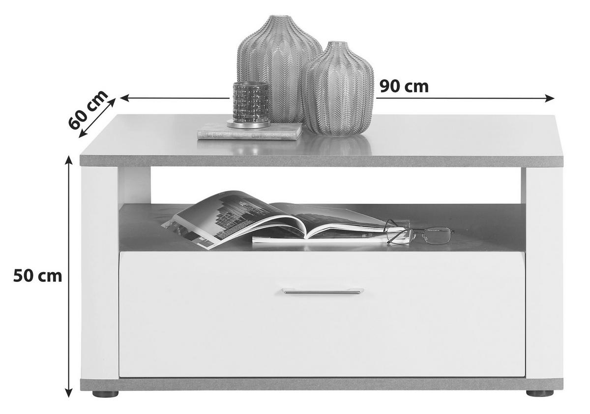 Stolić Alassio - bijela/boje grafita, Moderno, drvni materijal/metal (90/50/60cm) - Modern Living