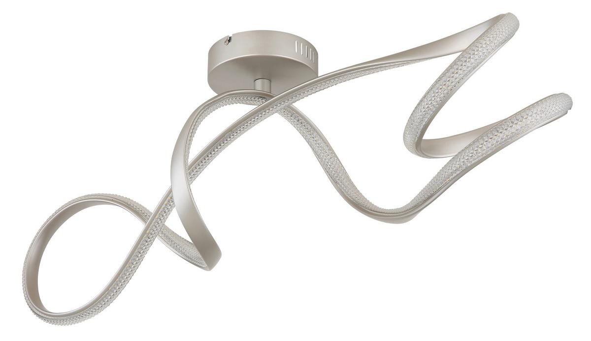 Plafonieră cu LED Swirl - culoare nichel/străveziu, Design, plastic/metal (90,8/28/33cm) - Globo