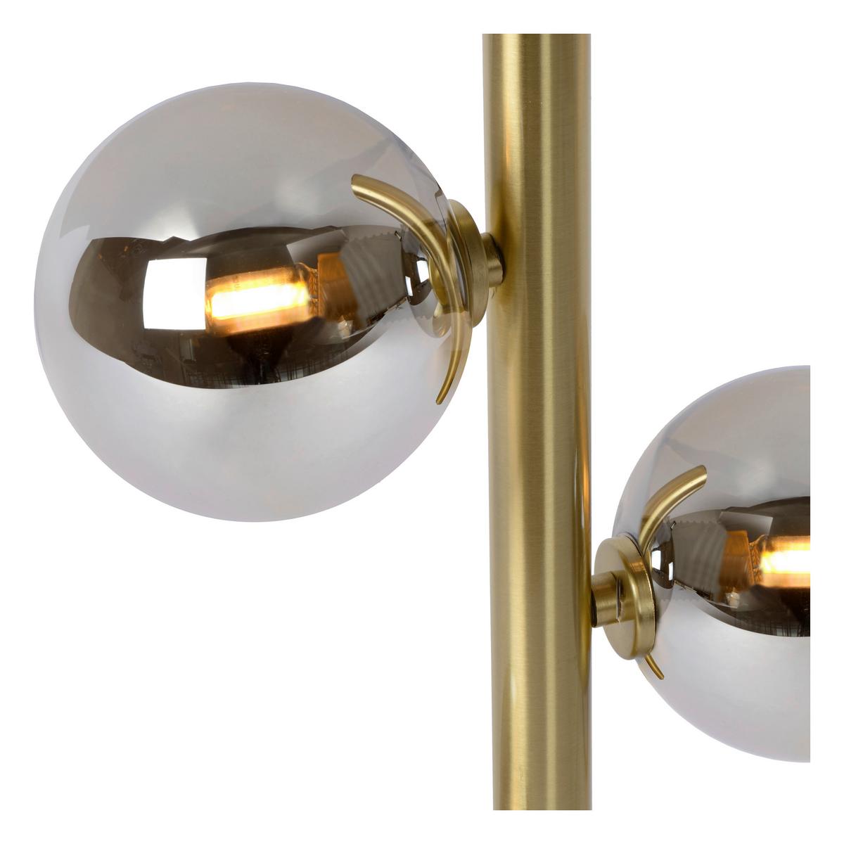 LAMPA STOJĄCA 45774/04/02 TYCHO - kolor mosiężny/jasnoszary, Design, metal/szkło (26/25/154cm) - Lucide