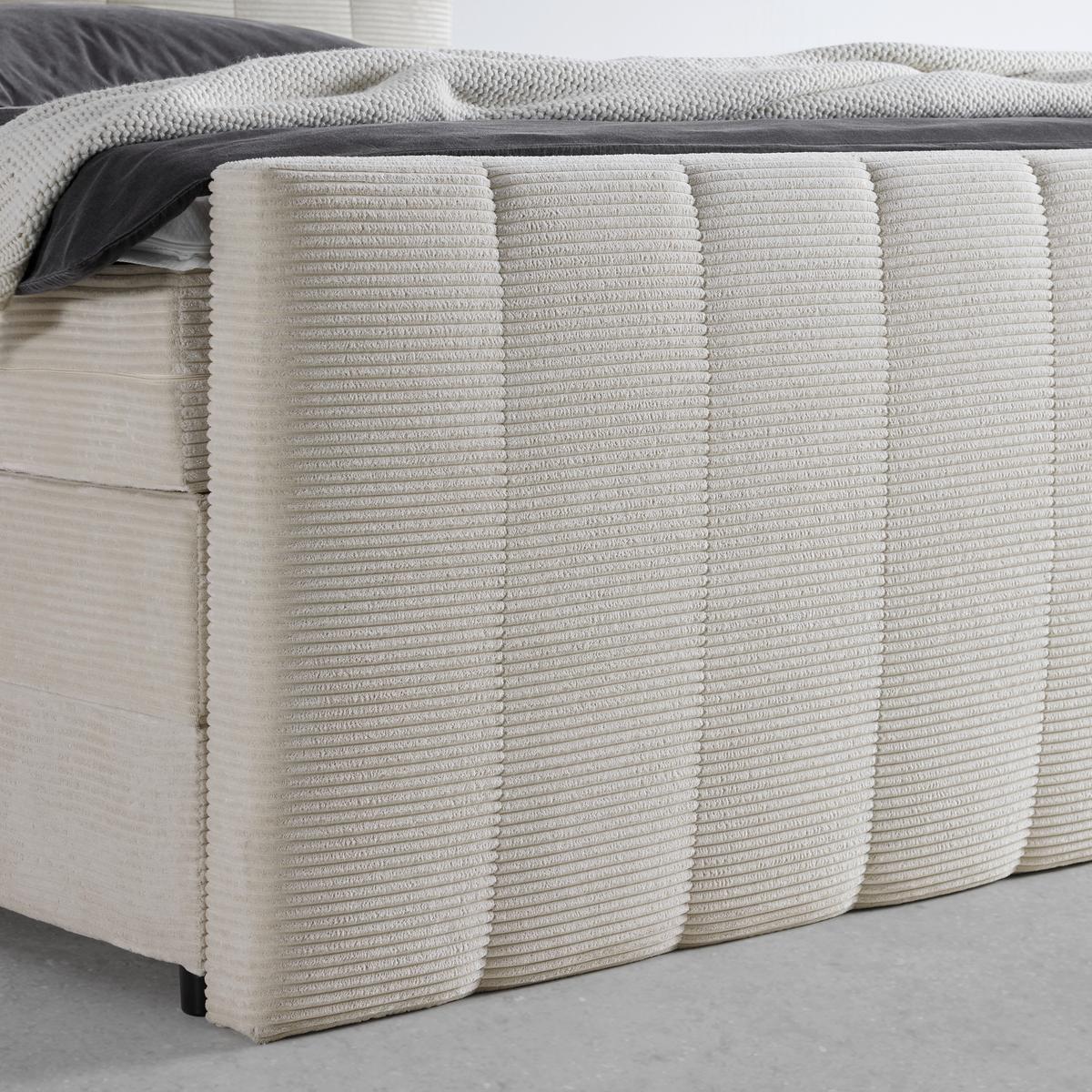 Boxspringbett Malaga Beige ca. 160x200cm - Beige/Silberfarben, KONVENTIONELL, Holz/Holzwerkstoff (160/200cm) - Premium Living
