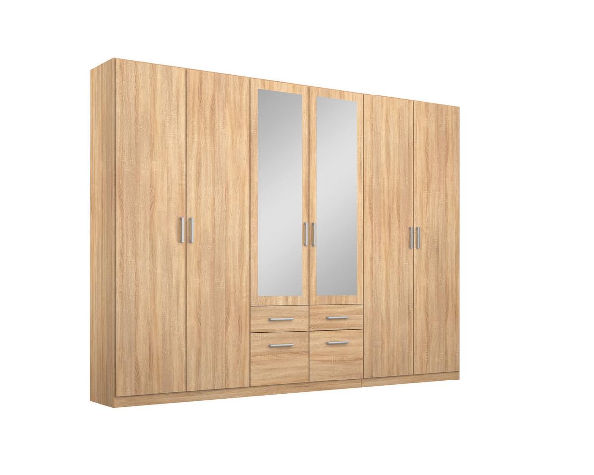 Drehtürenschrank Bingen Eichefarben - Alufarben/Sonoma Eiche, MODERN, Holzwerkstoff/Kunststoff (271/229/54cm) - Rauch Möbel