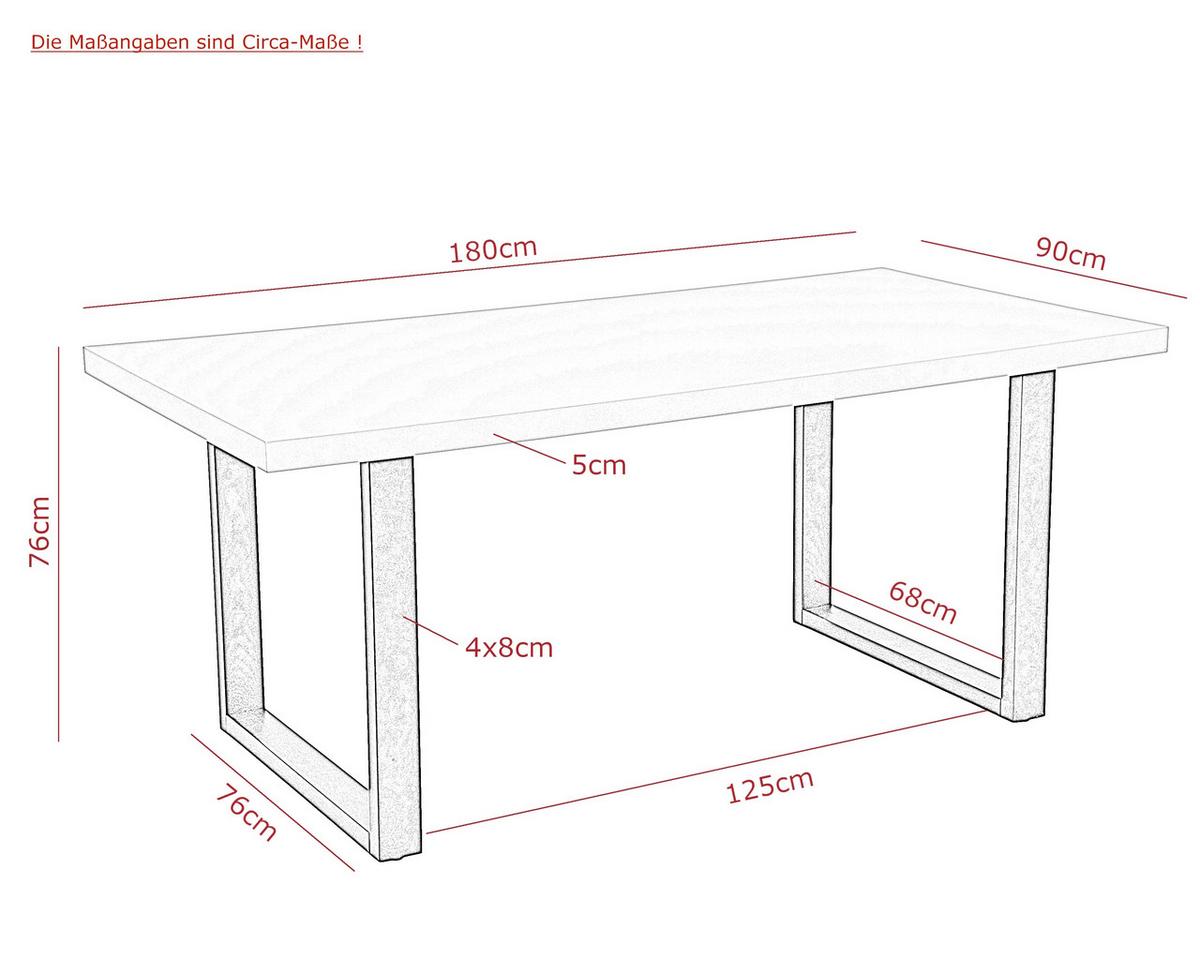 ESSTISCH MERAN T - Kaschmir/Schwarz, MODERN, Holzwerkstoff/Metall (180/76/90cm) - MID.YOU