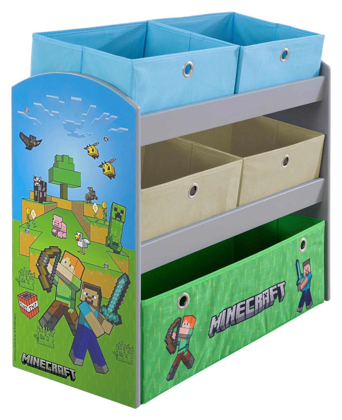 Kinderregal Minecraft ca. 60x63,5x30 cm Grün/Blau - Blau/Multicolor, MODERN, Holzwerkstoff/Textil (60/63,5/30cm) - Minecraft