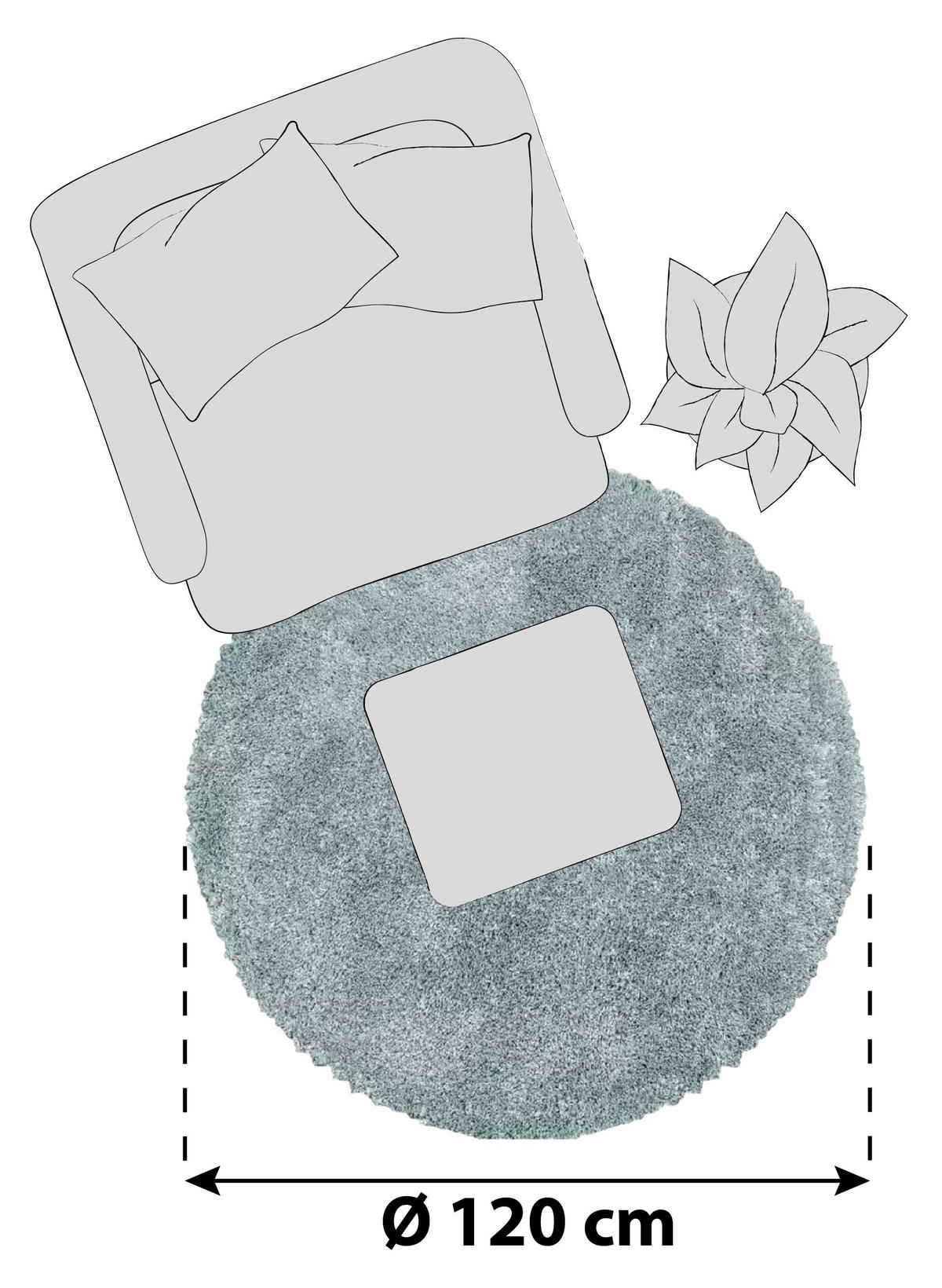 Hochflorteppich Fluffy Blau Ø ca. 120cm - Blau, Basics, Textil (120cm)