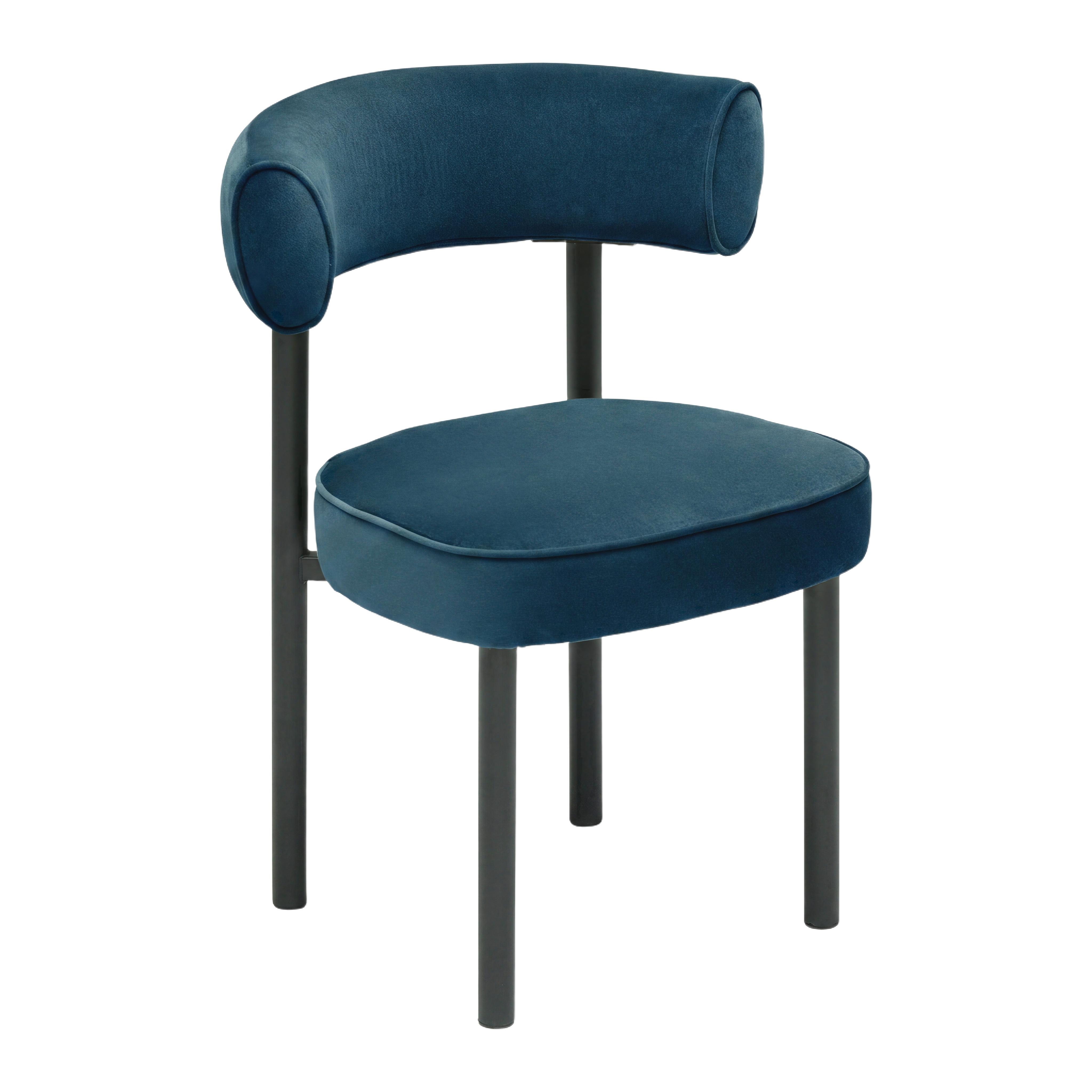 Stuhl Helga Blau/Schwarz Echtholz - Blau/Schwarz, MODERN, Holz/Textil (49/79/59cm) - Mömax