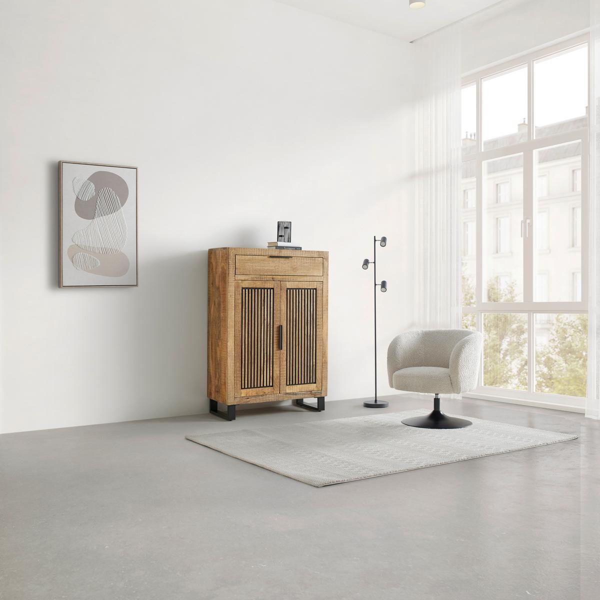 Schuhschrank Everest Naturfarben - Schwarz/Naturfarben, Natur, Holz/Metall (88/130/40cm) - Mömax