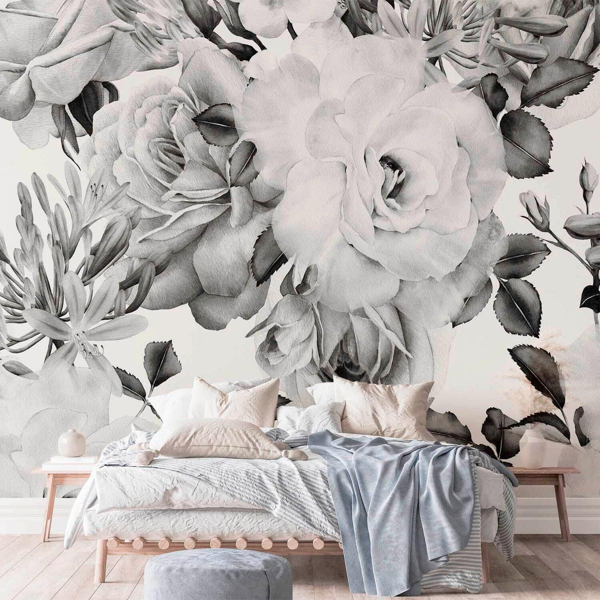 Fototapeta Sentimental Garden, 250x175cm - siva/bela, Trendi, tekstil (250/175cm) - artgeist
