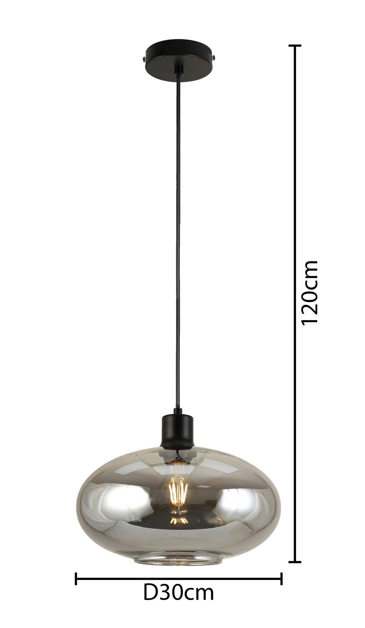 Hängeleuchte Tipo in Schwarz max. 25 Watt - Schwarz, MODERN, Glas/Metall (30/120cm) - Mömax