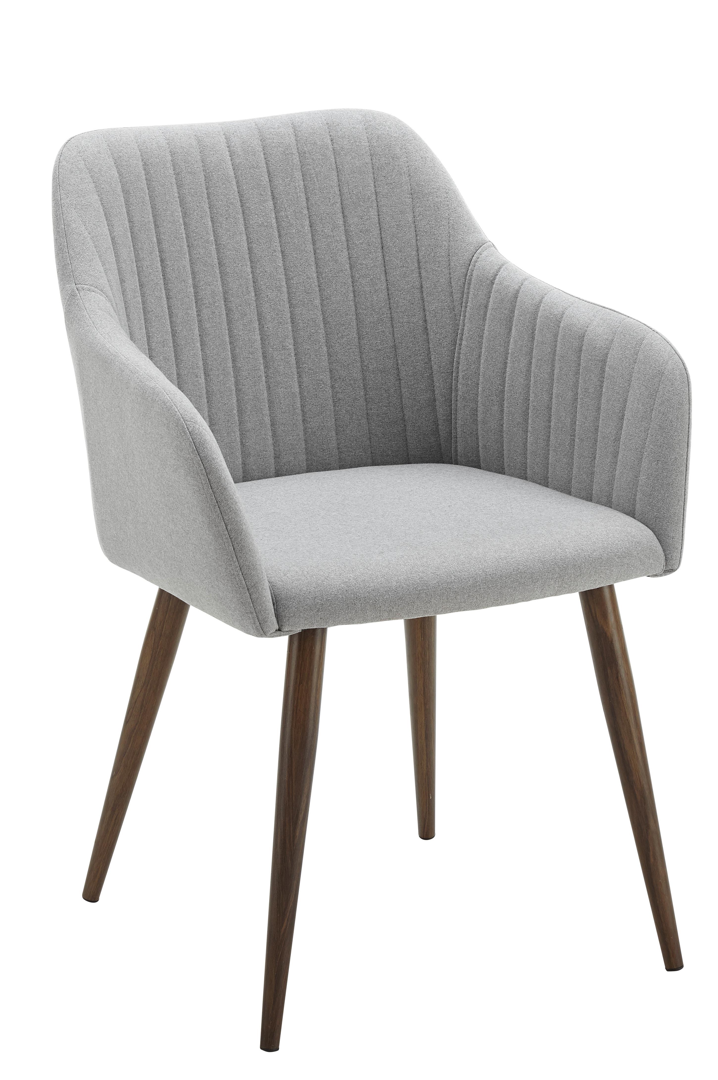 KRZESŁO Z PODŁOKIETNIKAMI NICOLA - jasnoszary/ciemnobrązowy, Modern, metal/drewno (58/82,5/62cm) - Bessagi Home