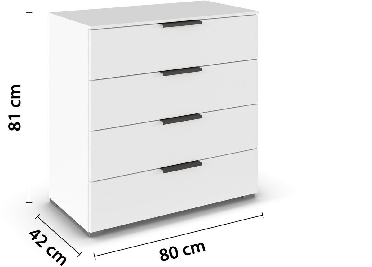 Komoda Paola, Bela - bela/barve aluminija, Trend, kovina/leseni material (80/81/42cm) - Novel
