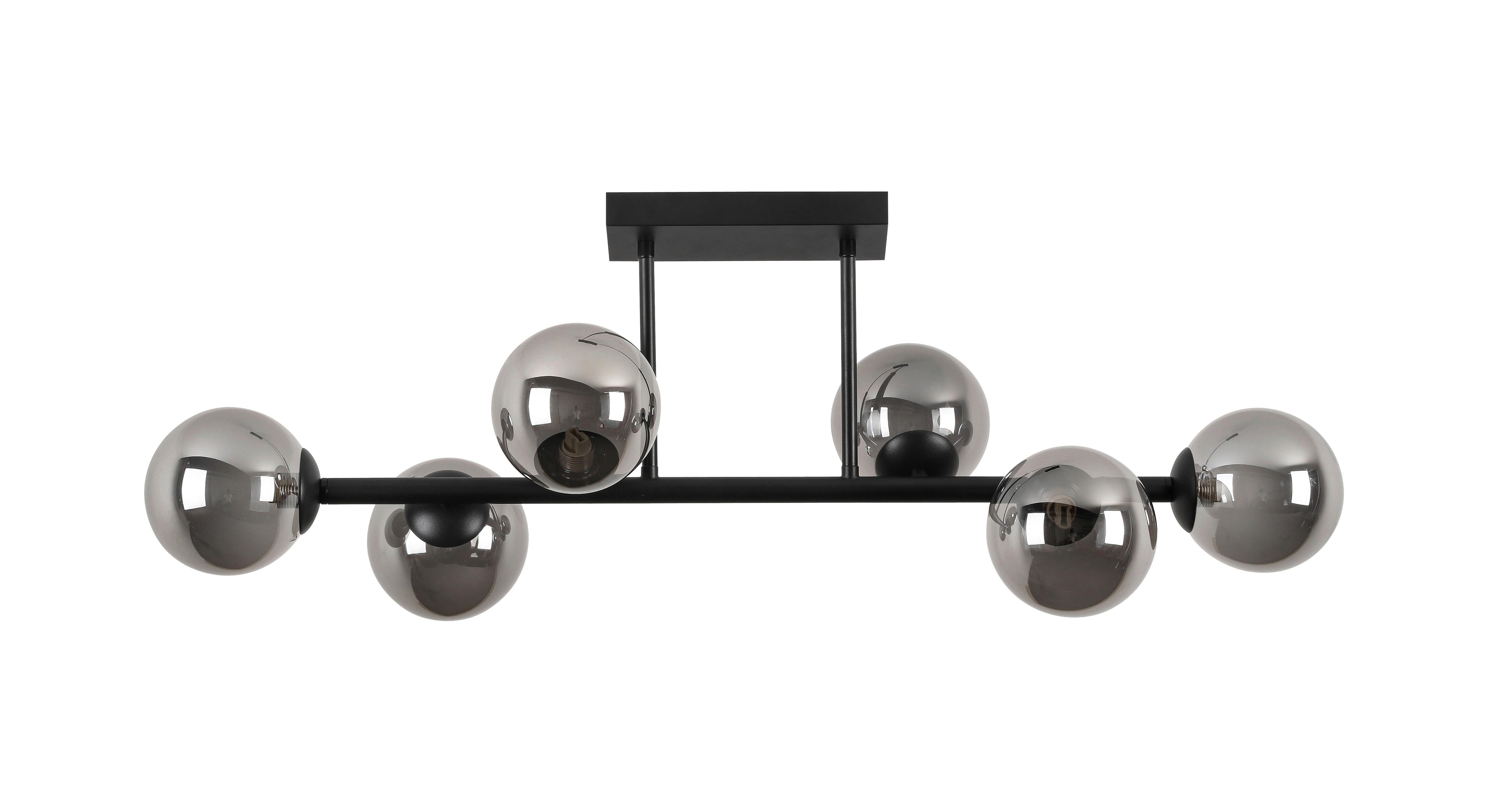 TAKLAMPA LISIB - kromfärg/svart, Modern, metall/glas (85/28/27cm) - Mömax