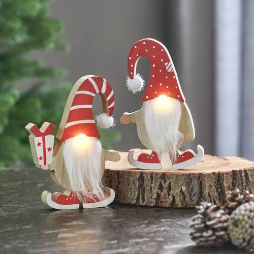 LED-díszlámpa Henrike - piros/fehér, Konventionell, textil/fa (13/17cm) - Premium Living
