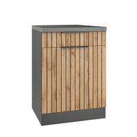 Küchenunterschrank Liverpool Eiche/Graphitfarben - Schieferfarben/Eiche Wotan, Basics, Holzwerkstoff/Metall (60/86/60cm) - Held