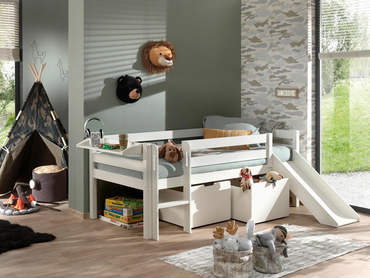 Spielbett Pino Weiß mit Stauraum - Weiß, MODERN, Holz/Holzwerkstoff (90/200cm) - Vipack