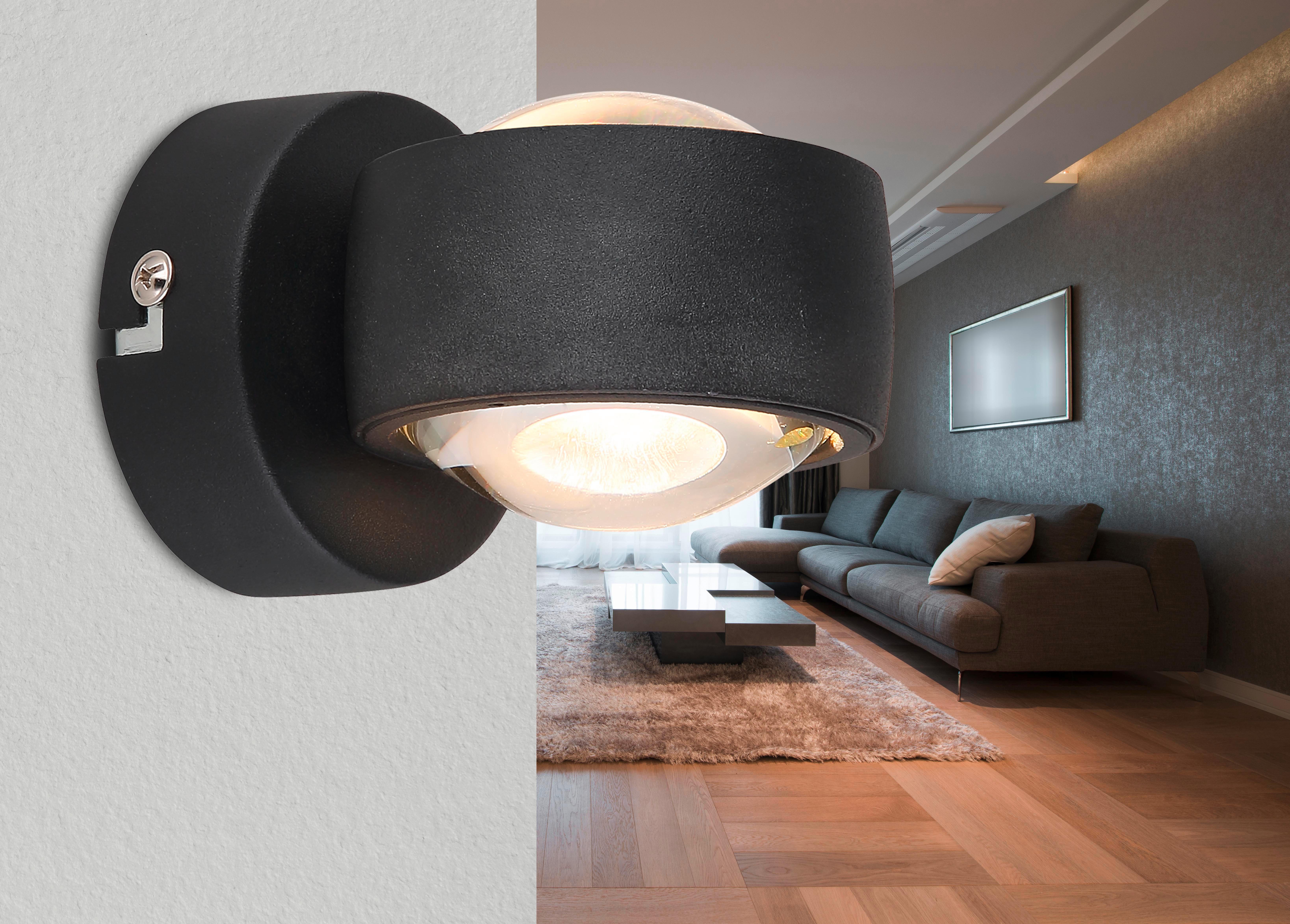 LED-Wandleuchte Randi Klar/Schwarz max. 7 Watt - Klar/Schwarz, Design, Glas/Metall (7,5/10/7cm) - Globo