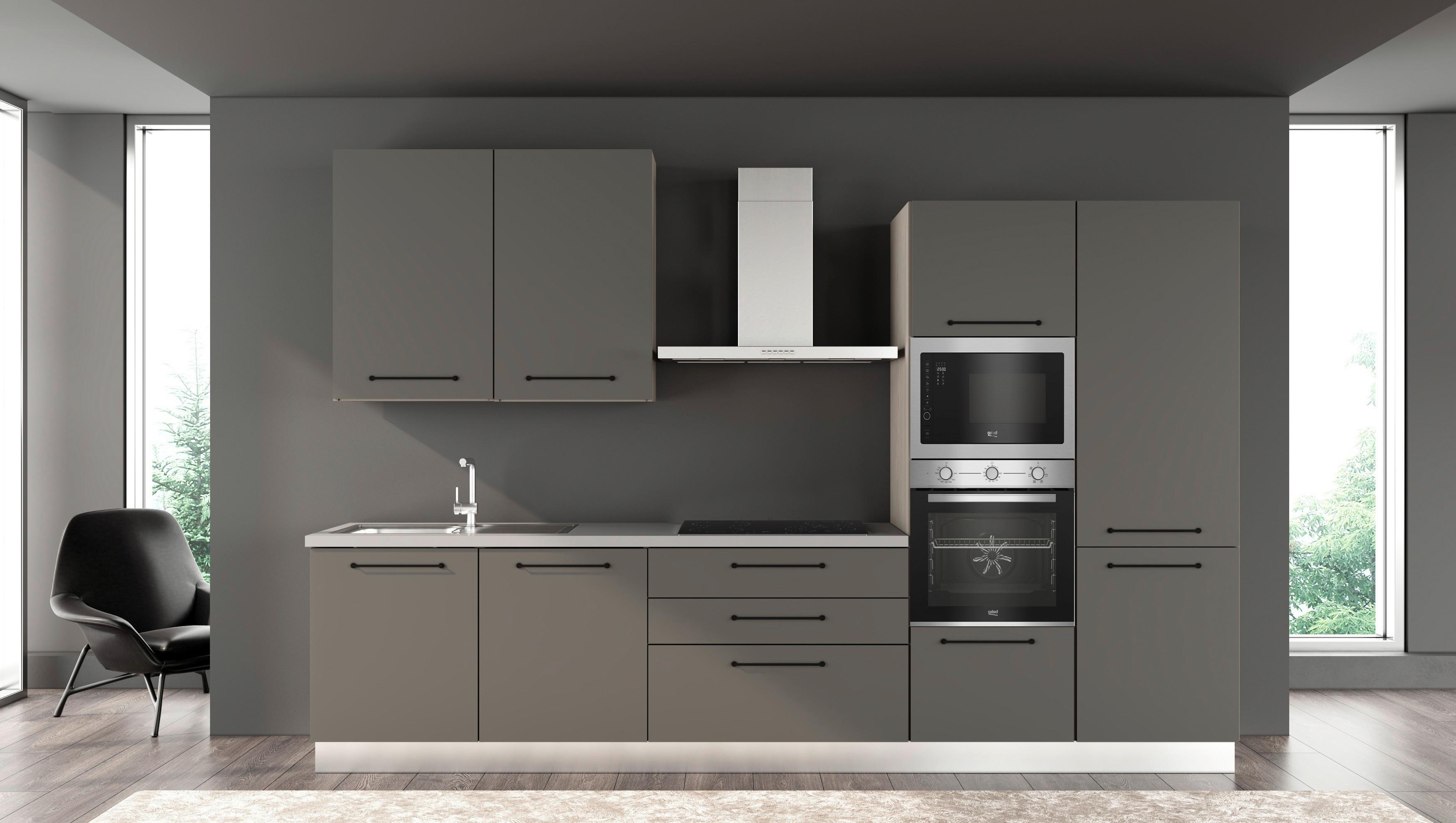 Blok Kuhinja S Aparatima Line 330 - siva/crna, Konvencionalno, drvo/metal (330/216-240/60cm) - Mömax