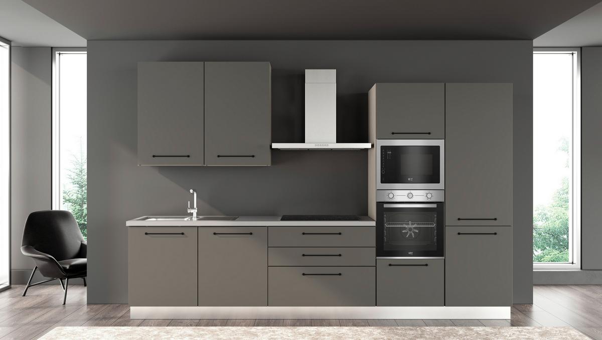 Blok Kuhinja S Aparatima Line 330 - siva/crna, Konvencionalno, drvo/metal (330/216-240/60cm) - Mömax