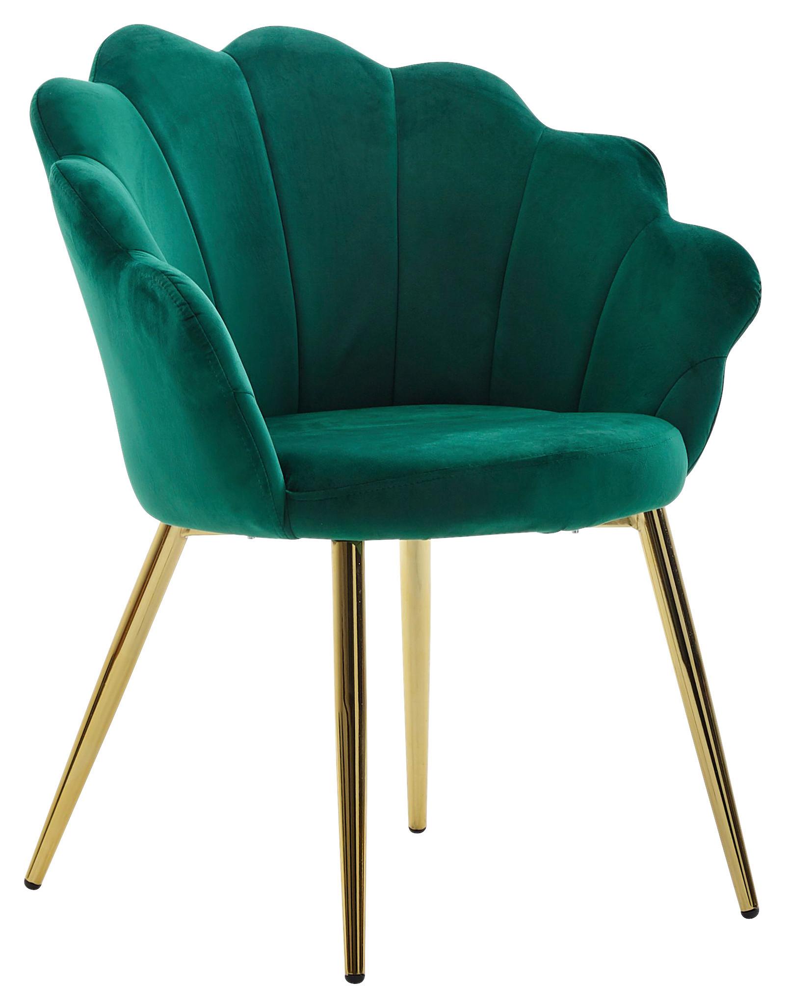 Naslanjač Wl6.439 - zlate barve/zelena, Moderno, kovina/tekstil (58/80/53cm) - MID.YOU